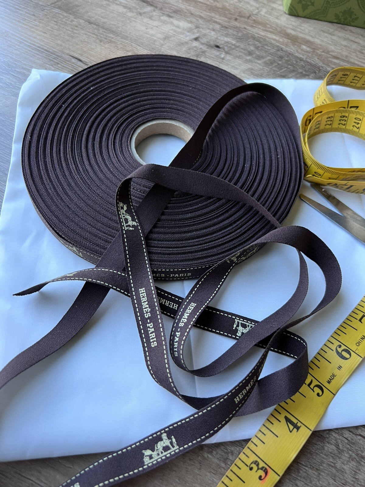 Hermes ribbon sold by the bundle 3 yards (108in) cut by one piece only