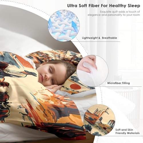 Comforter Set Size, Vintage Western Cowboy Soft 2 Pcs Twin Western Cowboy 2