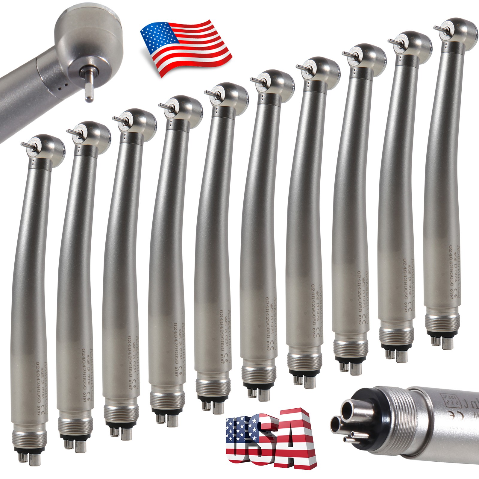 10pcs Dental High Speed Turbine Handpiece Push Button 4Hole NSK Pana Max Style
