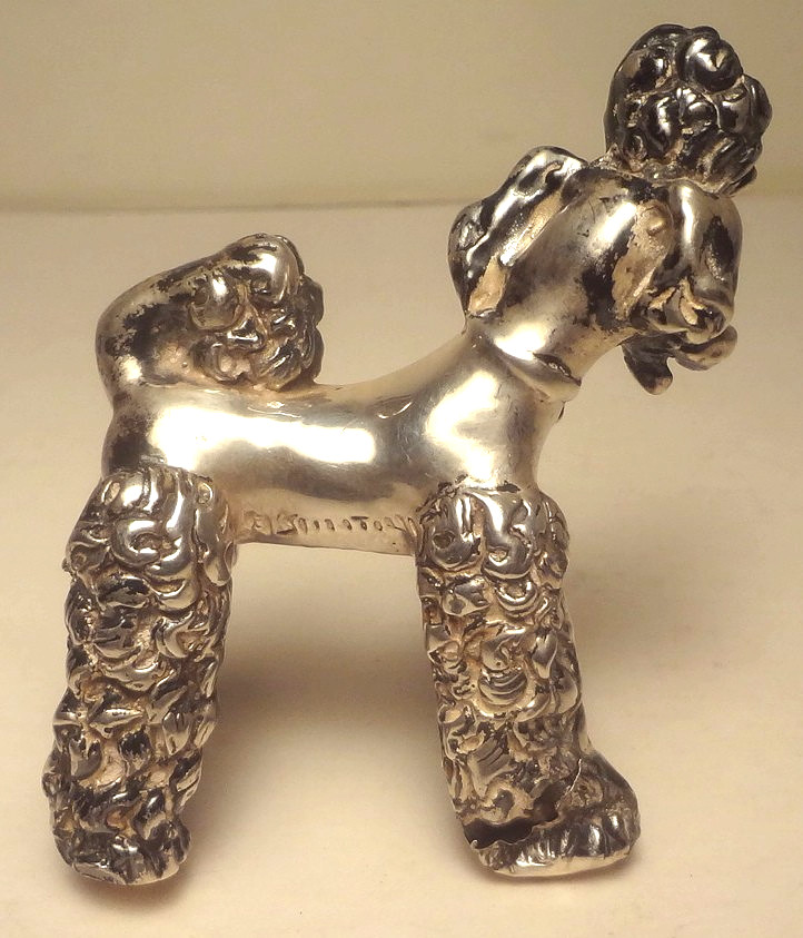 Vintage STERLING SILVER ornate POODLE made in ITALY - w/ ISRAEL Mark -TO RESTORE