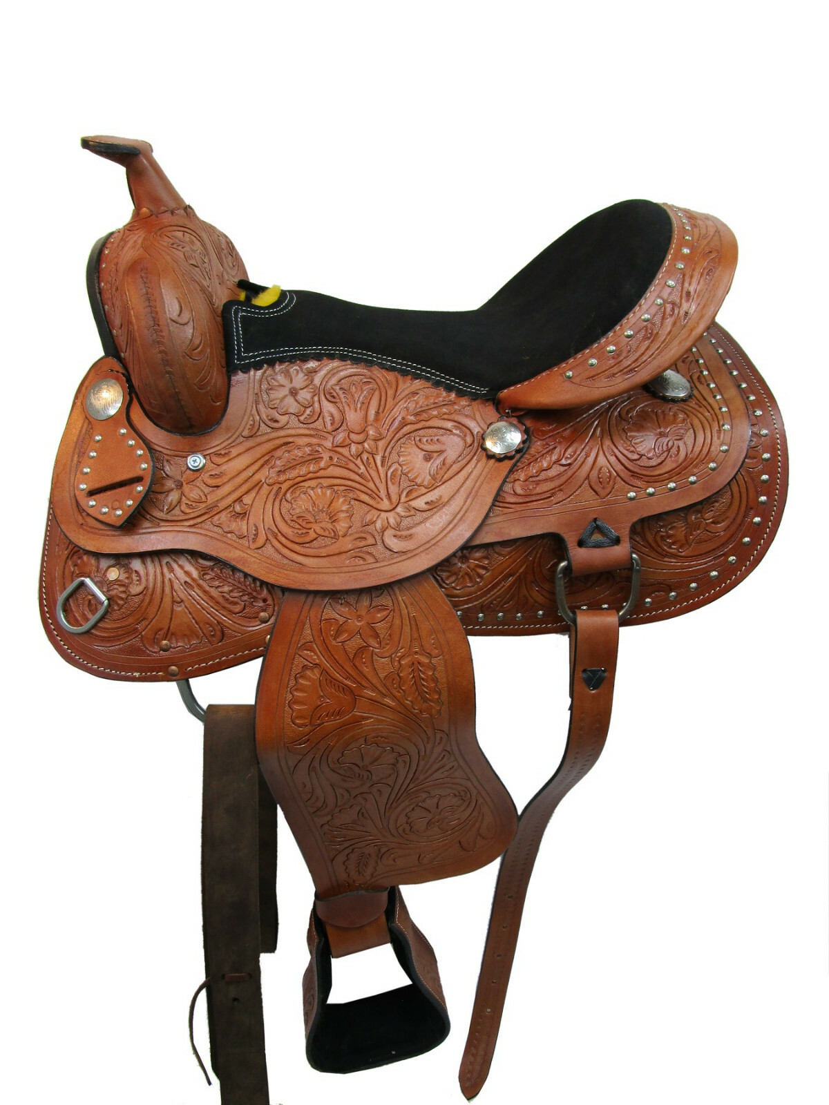 USED WESTERN SADDLE 15 16 17 18 PLEASURE HORSE BARREL RACING TOOLED LEATHER TACK