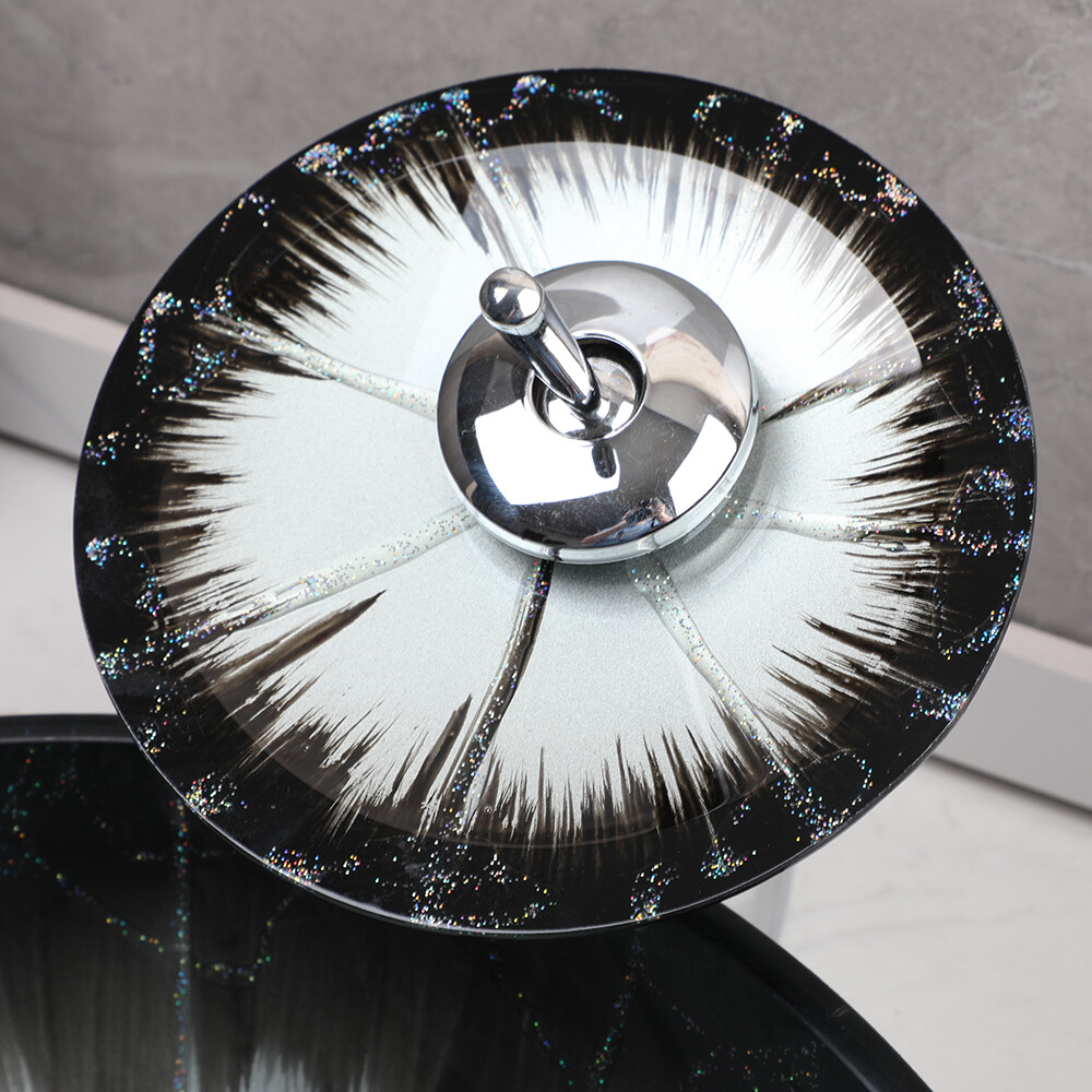 US Bathroom Vessel Sink Washing Round Tempered Glass Bowl Faucet Mixer Tap Combo