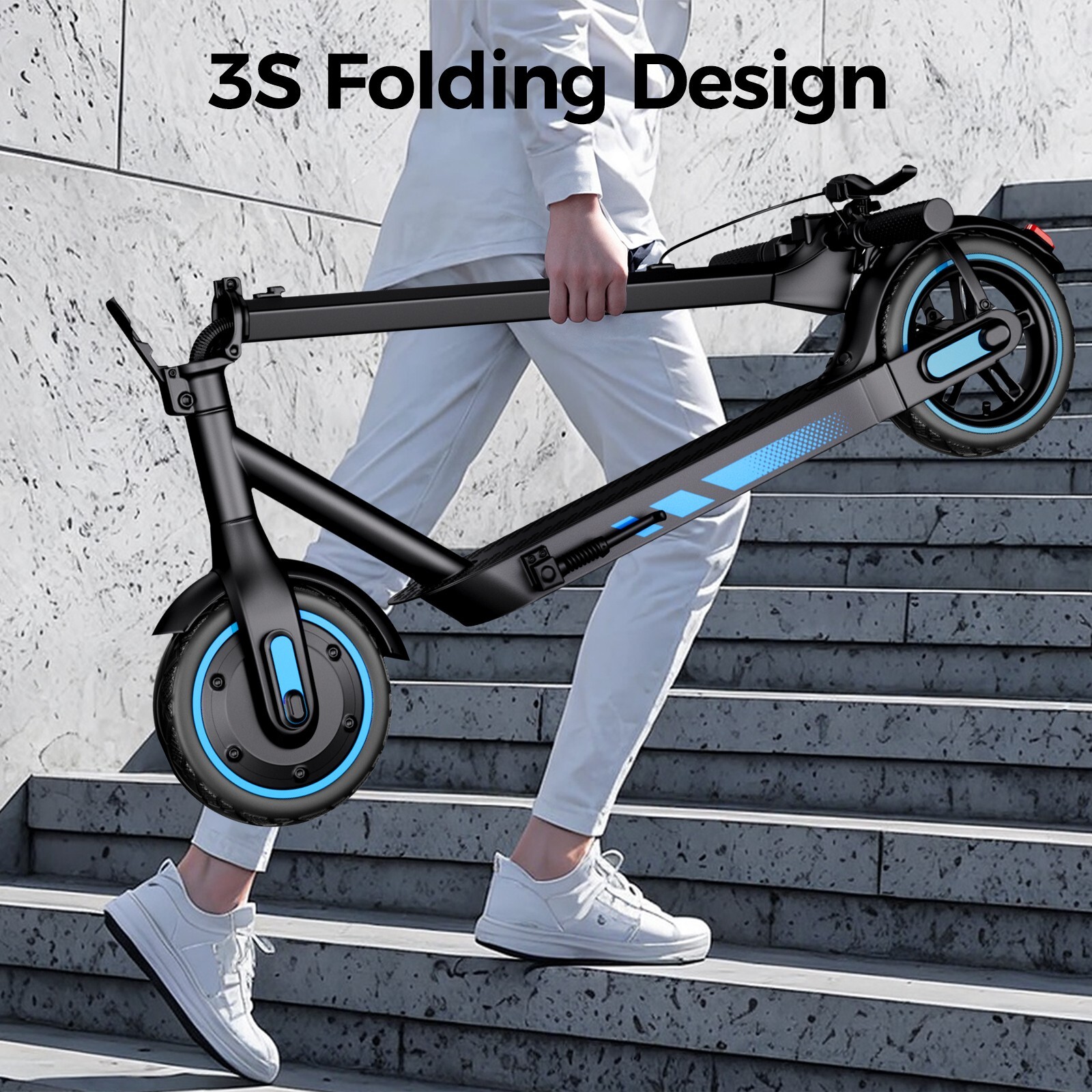 V10 Electric Scooter 500W 10''Air Tire 25MPH 22Mile Long Range Foldable 10.5AH