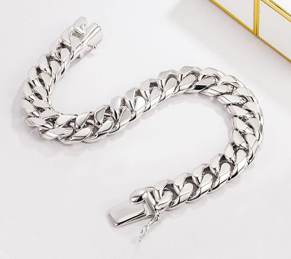 925 Sterling Silver 12mm Cuban Link Chain Bracelet 7"-10" for Men Boys Women