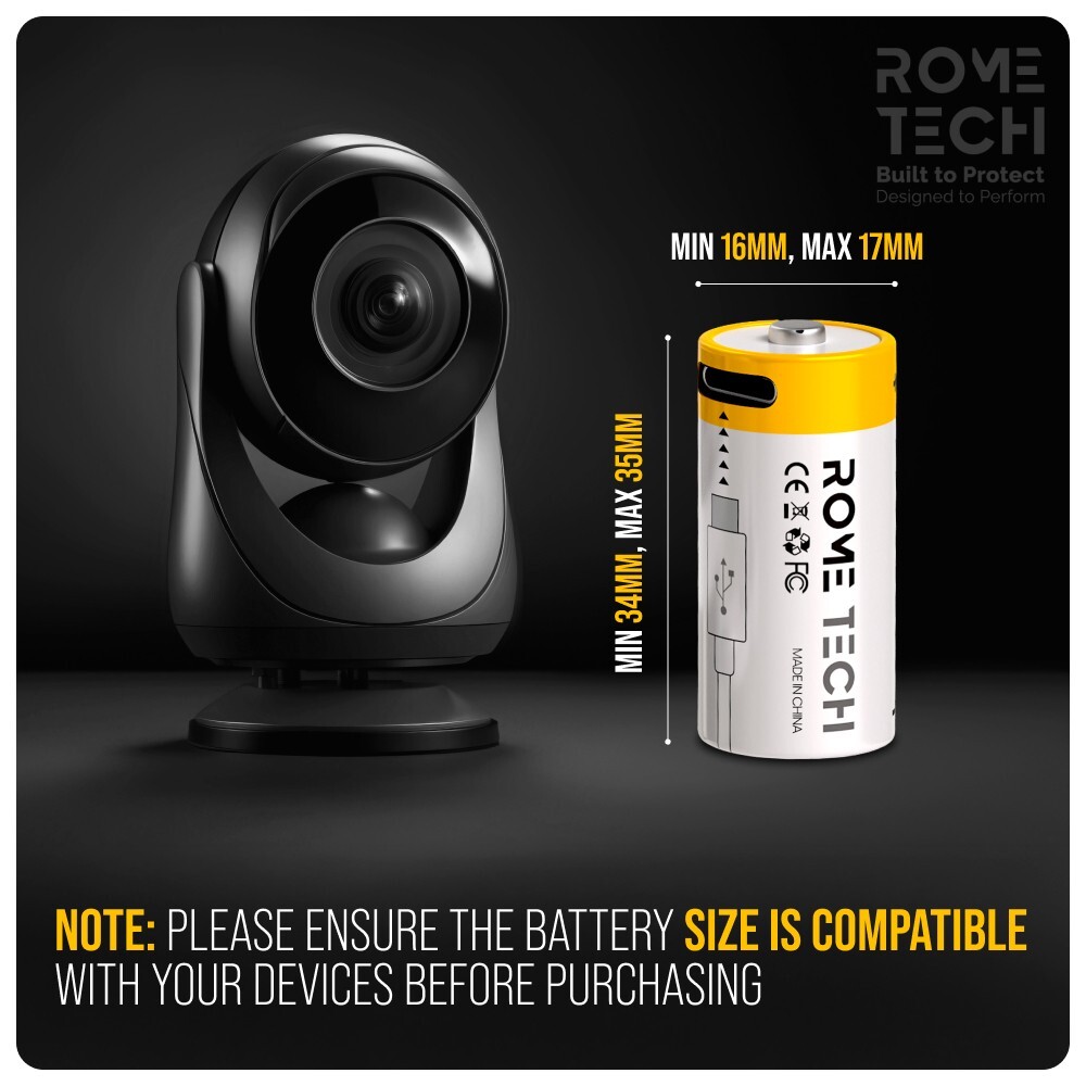 CR123A Rechargeable Batteries 3.7V 700 mAh with USB-C Charging Cable - 4 Pack