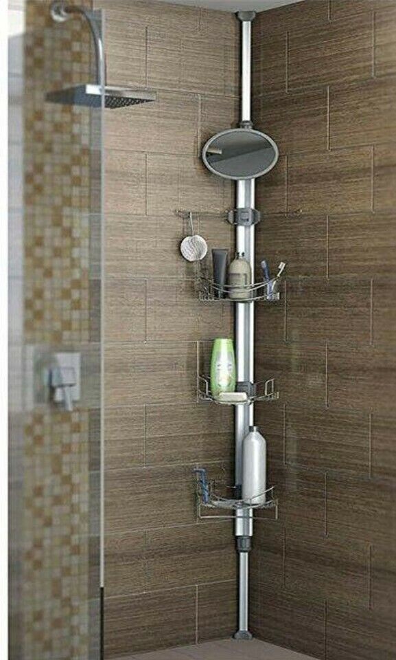 Artika, "Neptune" Tension Rod Shower Caddy Organizer w Mirror | Stainless Steel