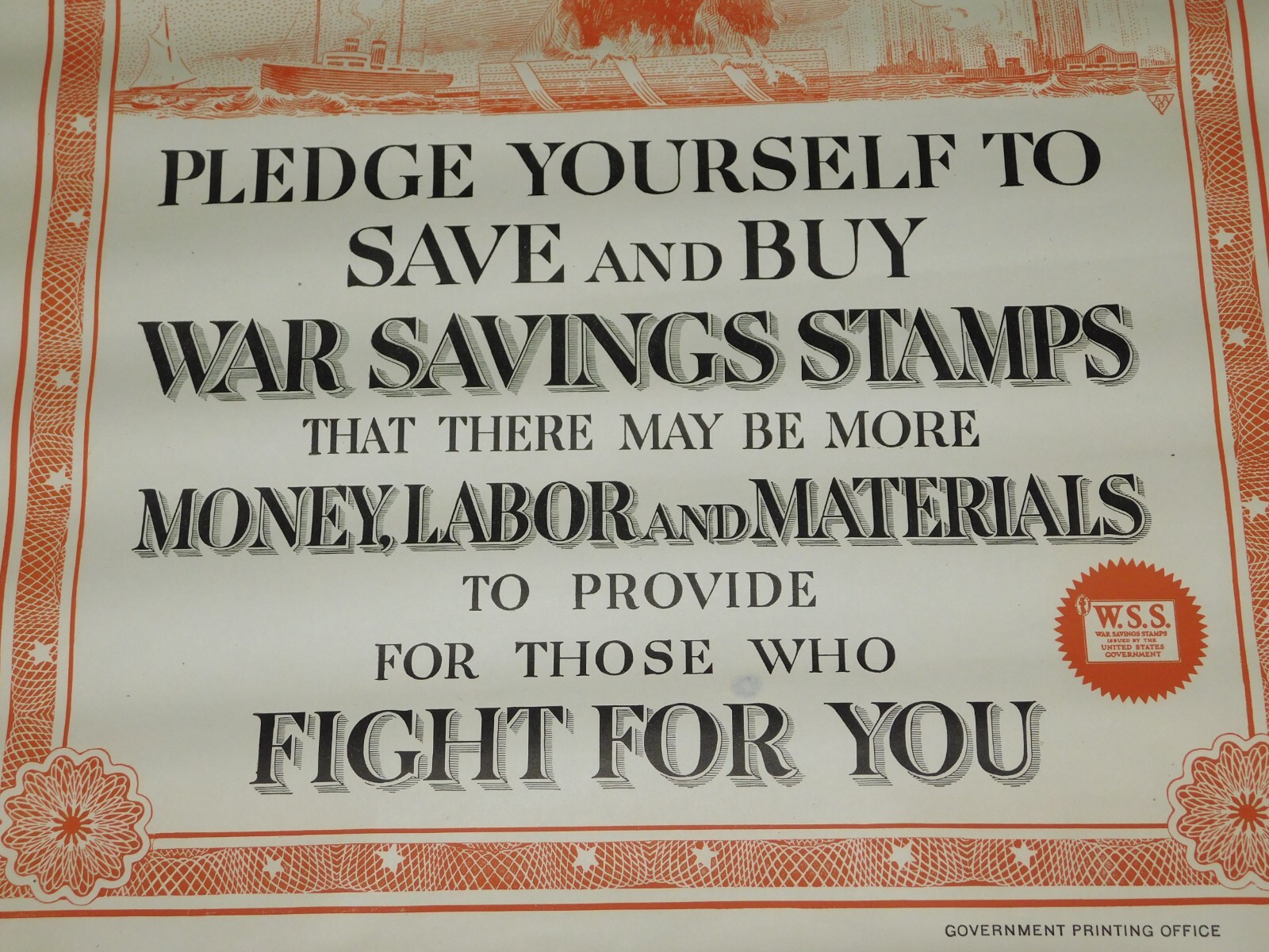 VINTAGE WWI WORLD WAR 1 NATIONAL WAR SAVINGS DAY WSS SAVE & BUY EAGLE POSTER