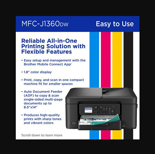 MFCJ1360DW Work Smart 1360 Wireless Color Inkjet All-in-One Printer