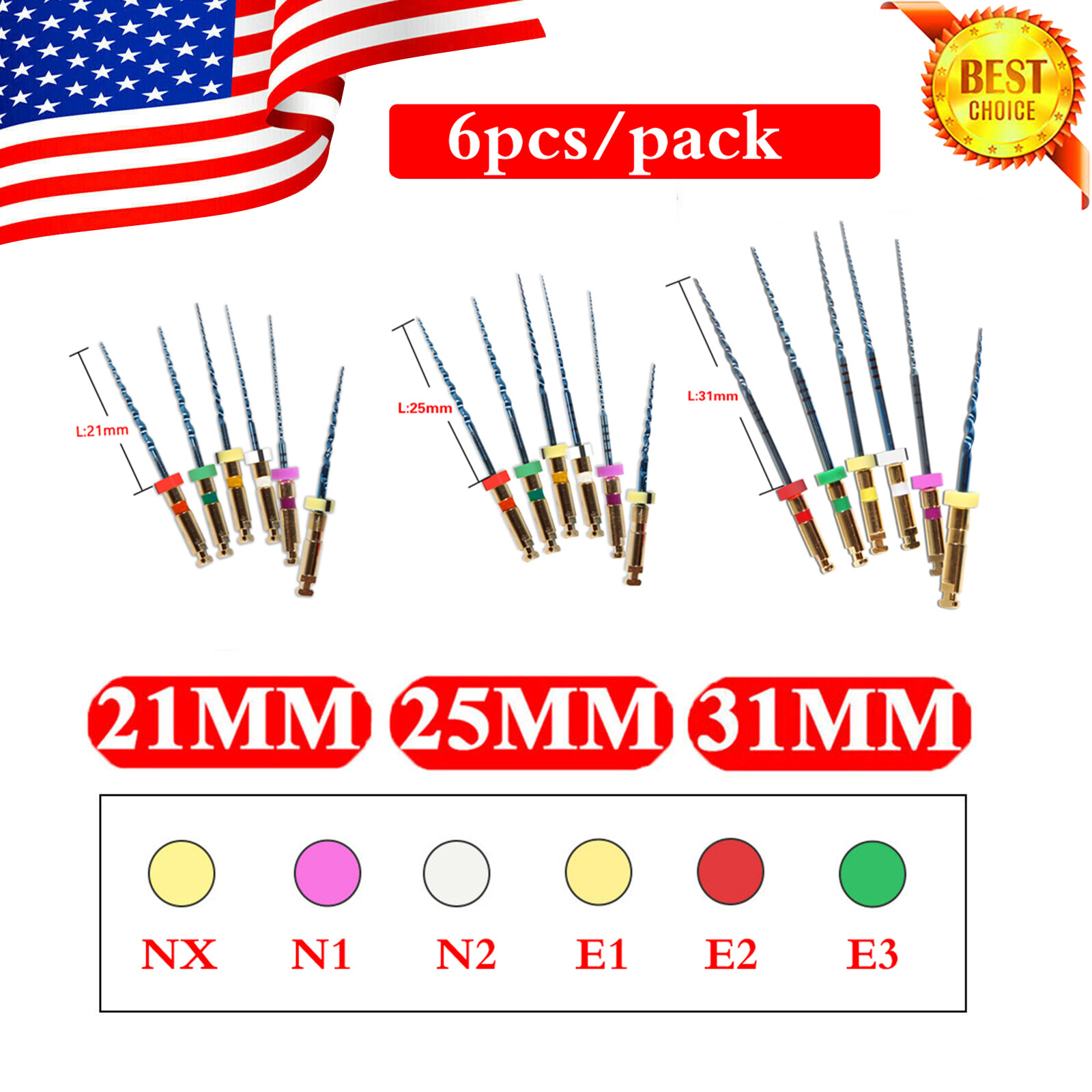 USA Dental NiTi Super Files Rotary Endodontic Endo Motor Root Canal 21/25/31MM