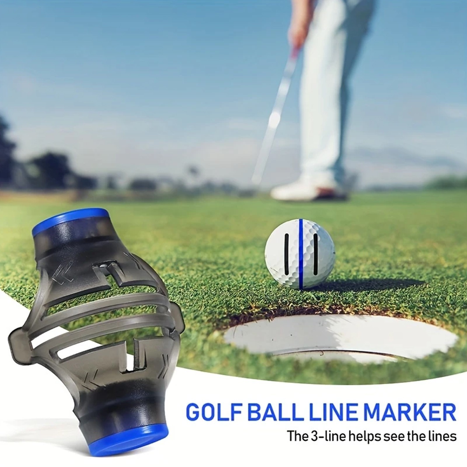 360° Golf Ball Line Marker Kit - Alignment Tool with Markers for Putter Accuracy