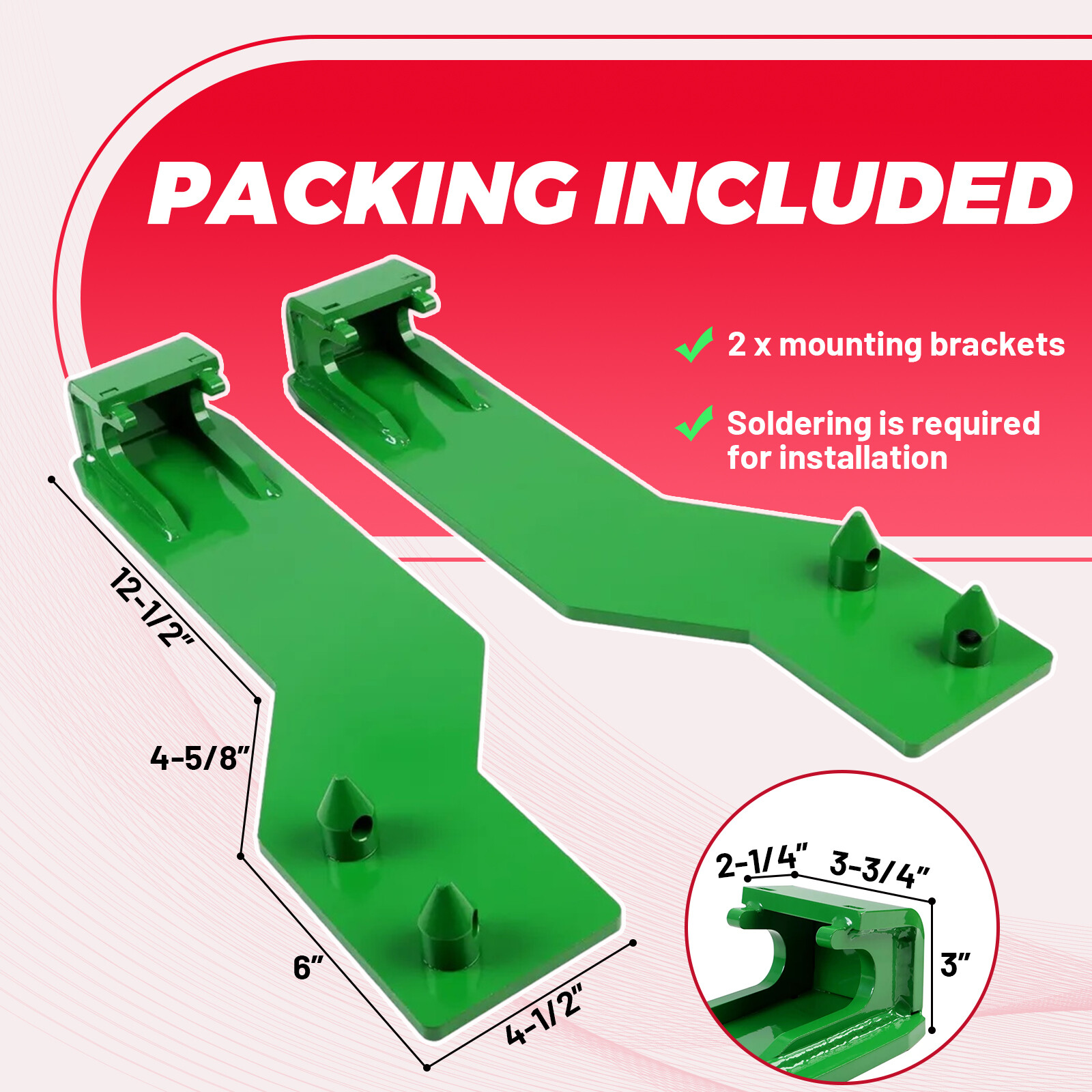 HECASA Tractor Loader Quick Tach Weld On Mounting Brackets For John Deere