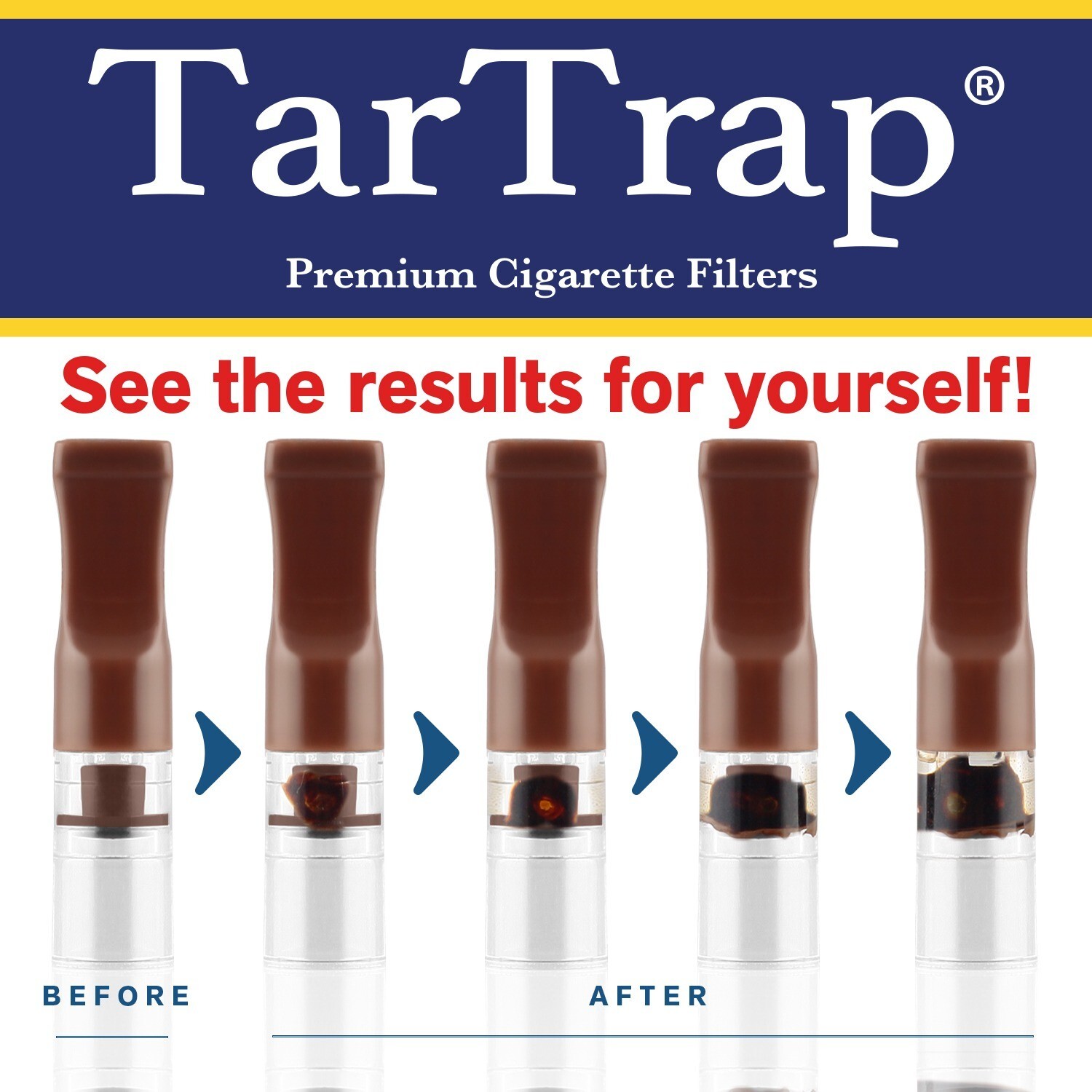 TarTrap 100 Double Filtration Premium Cigarette Filters, Block Nic Tar Bar Out