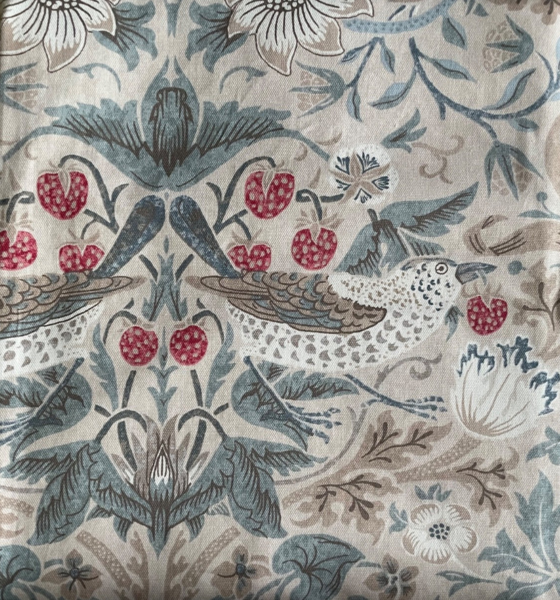 NEW William Morris 2pc BLACKOUT Strawberry Thief Hessian Window Curtain 50"x96"