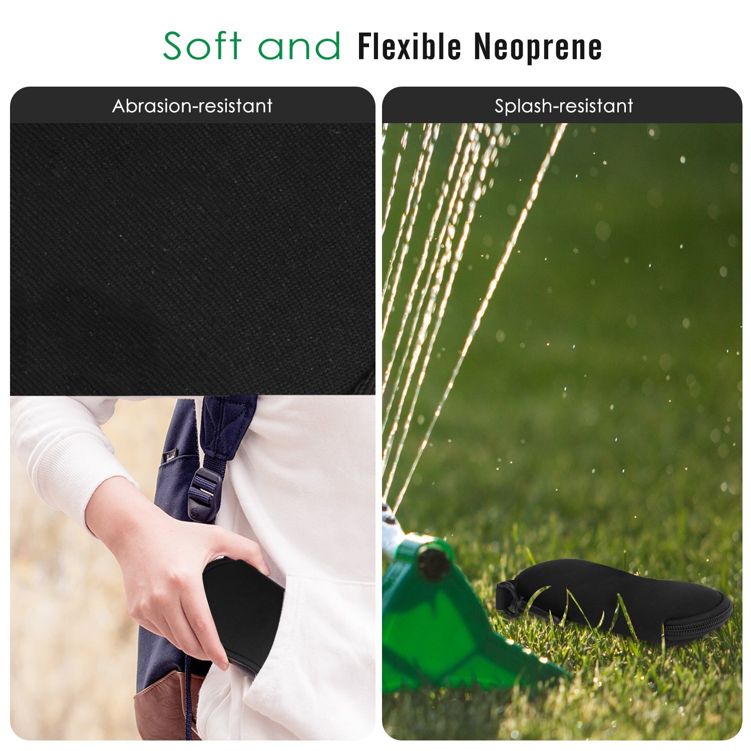 MoKo Eyeglass Soft Case, Zippered Neoprene Sunglasses Pouch w/Clip for Men Women