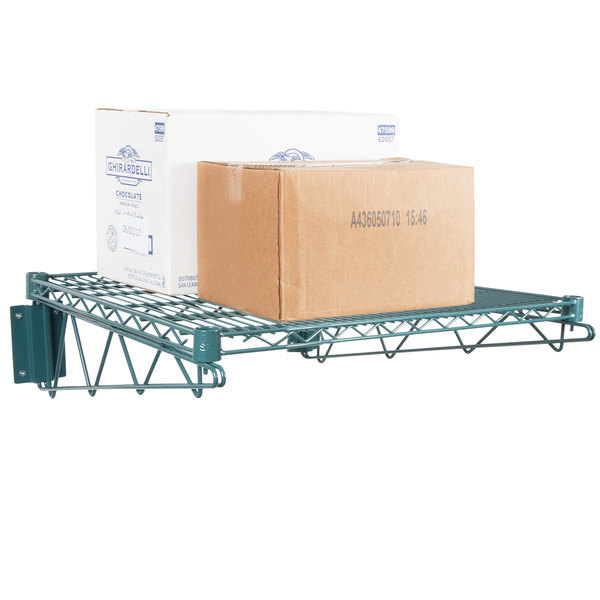 24" x 24" Wall Mount Green Epoxy Wire Shelf Rack Commercial Restaurant Pot NSF