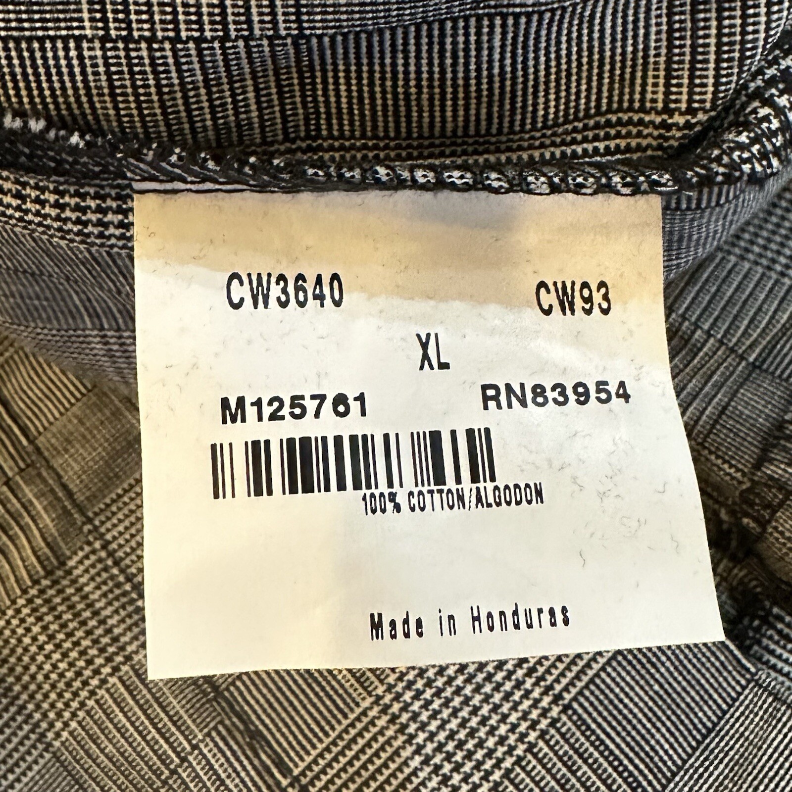 Chefware 100% Cotton Classic Fit Check Pants Size XL