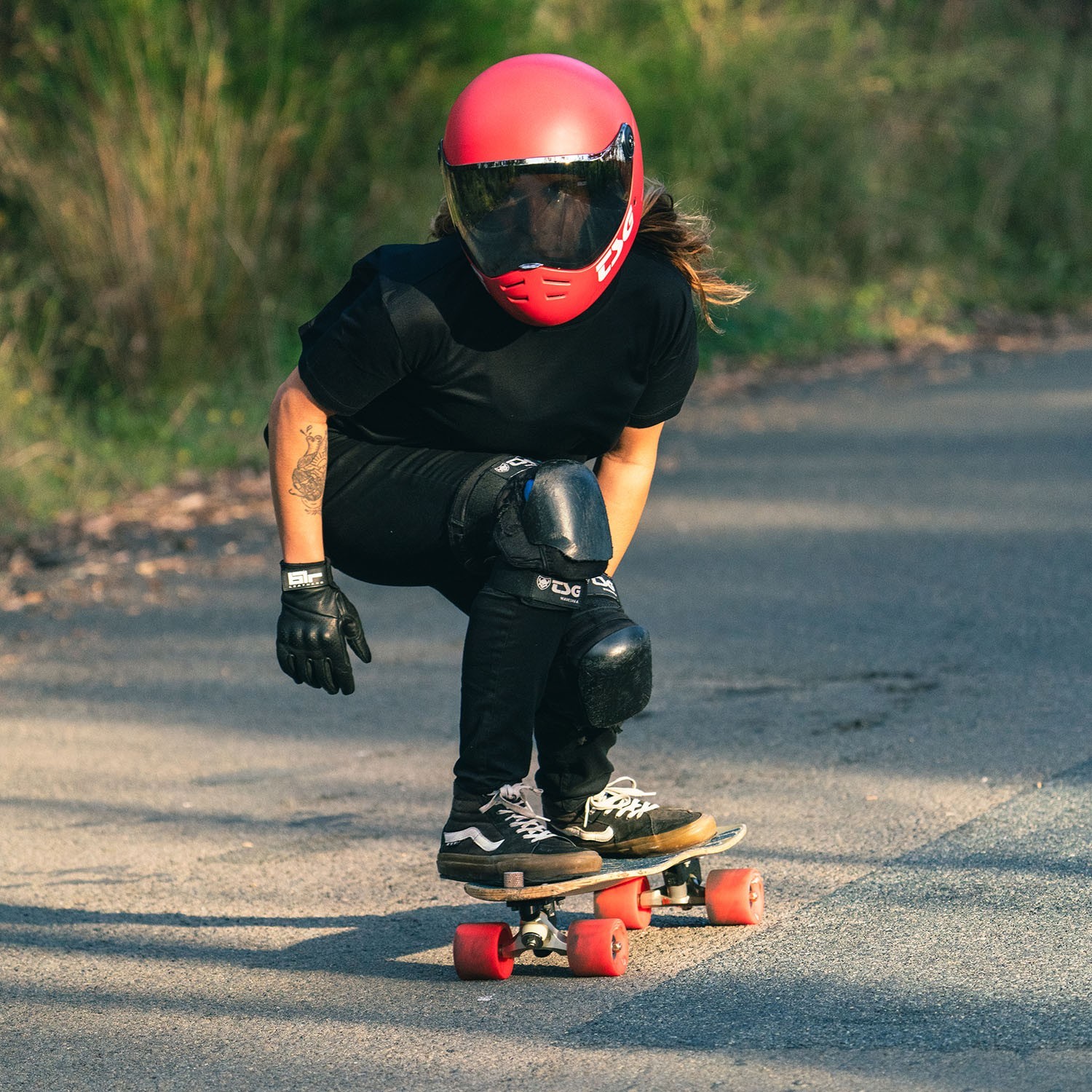 TSG Pass 2.0 Full Face Helmet , Downhill Skateboarding, M (56-58 cm), Gentle Red