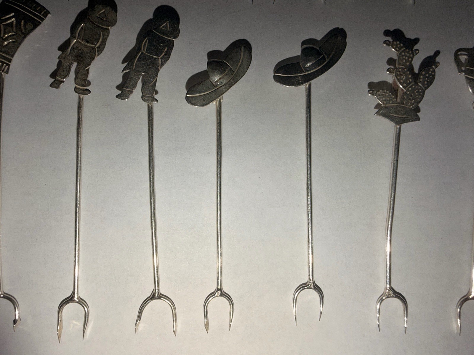Set/22 Southwest Style Vintage Mexican Sterling Silver .925 CP Appetizer Picks