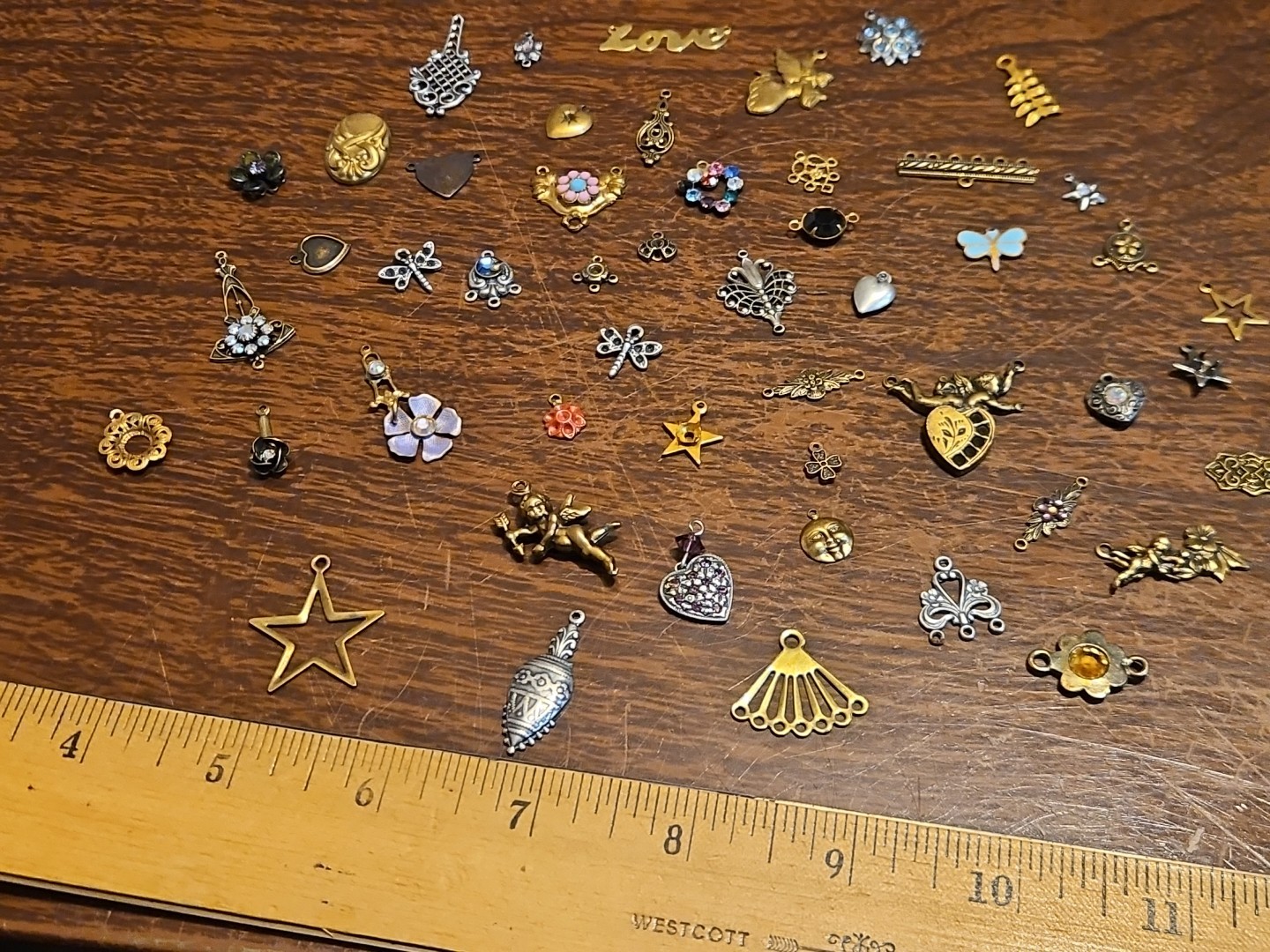 Lot Of 50 Mixed Parts Pcs France Vintage 60s Brass Stampings Findings Jewelry 23