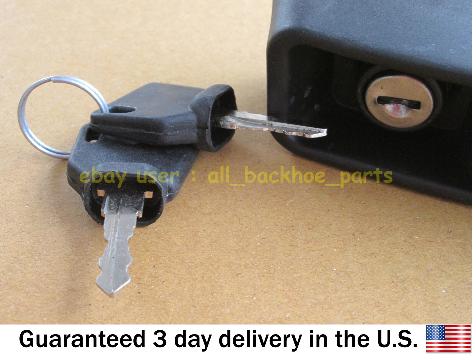 JCB BACKHOE - DOOR HANDLE WITH 2 KEYS (PART NUMBER 123/04067 701/45501)