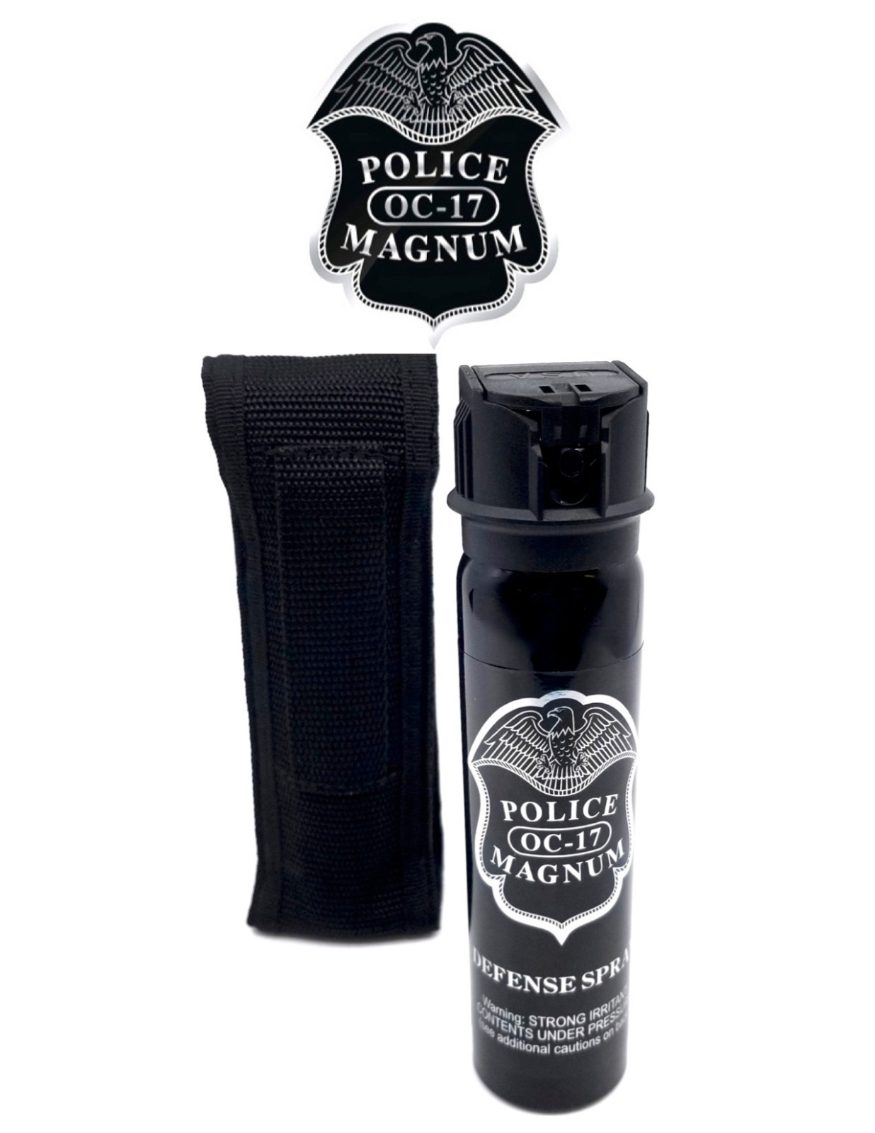 Police Magnum pepper spray 5oz Flip Top Nylon Holster Belt Loop Safety Security