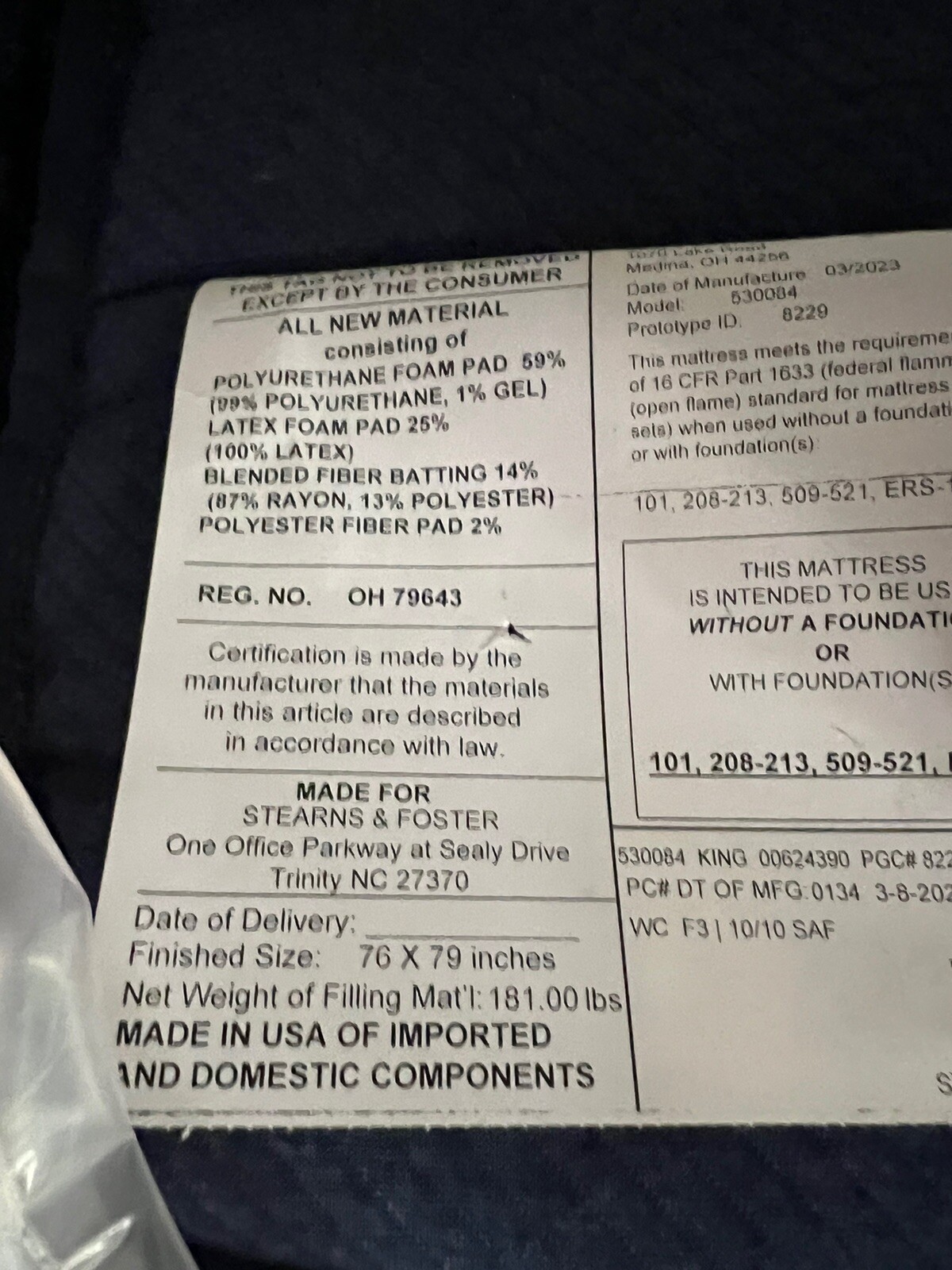 STEARNS & FOSTER RESERVE KING MEDIUM 16" MATTRESS CLEARANCE + BONUS & FAST SHIP