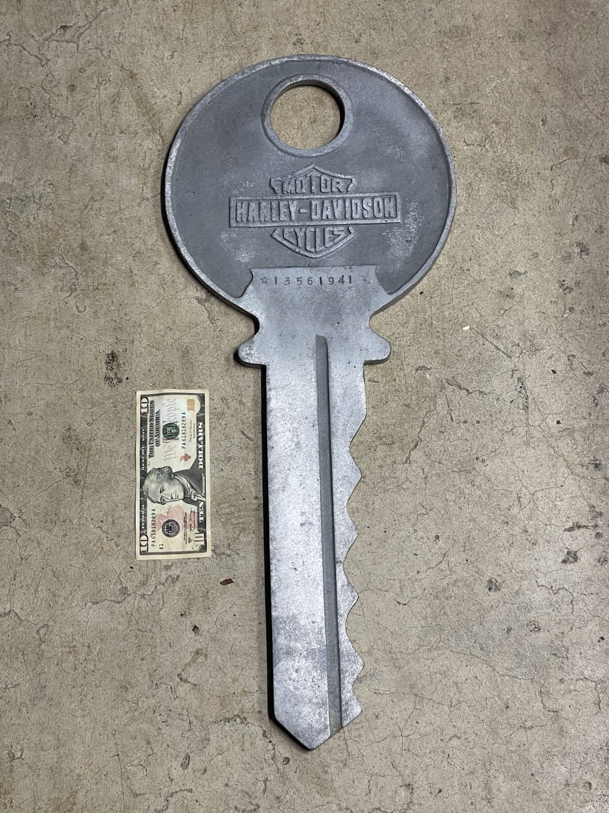 Vintage Cast Aluminum Harley Davidson/ KEIL Key Maker Die Cut Trade Sign 26”