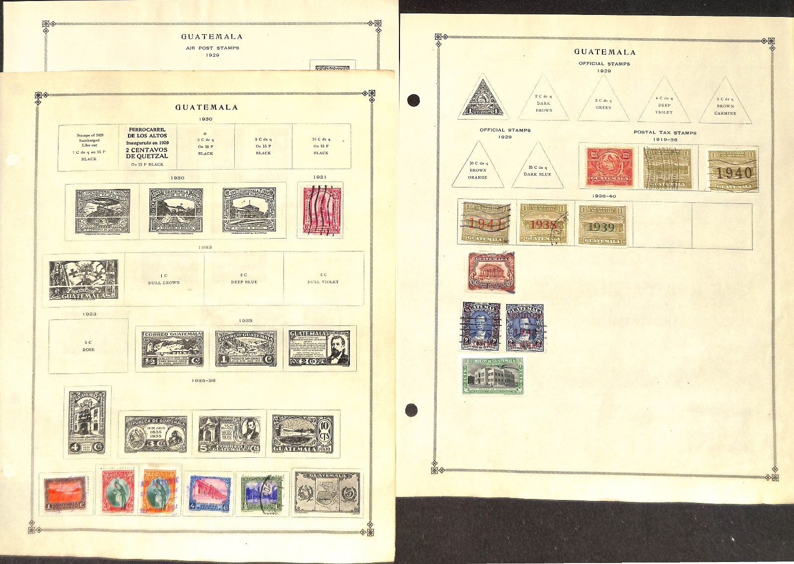 Guatemala Stamp Collection on 13 Scott International Pages, 1912-1956 (BF)