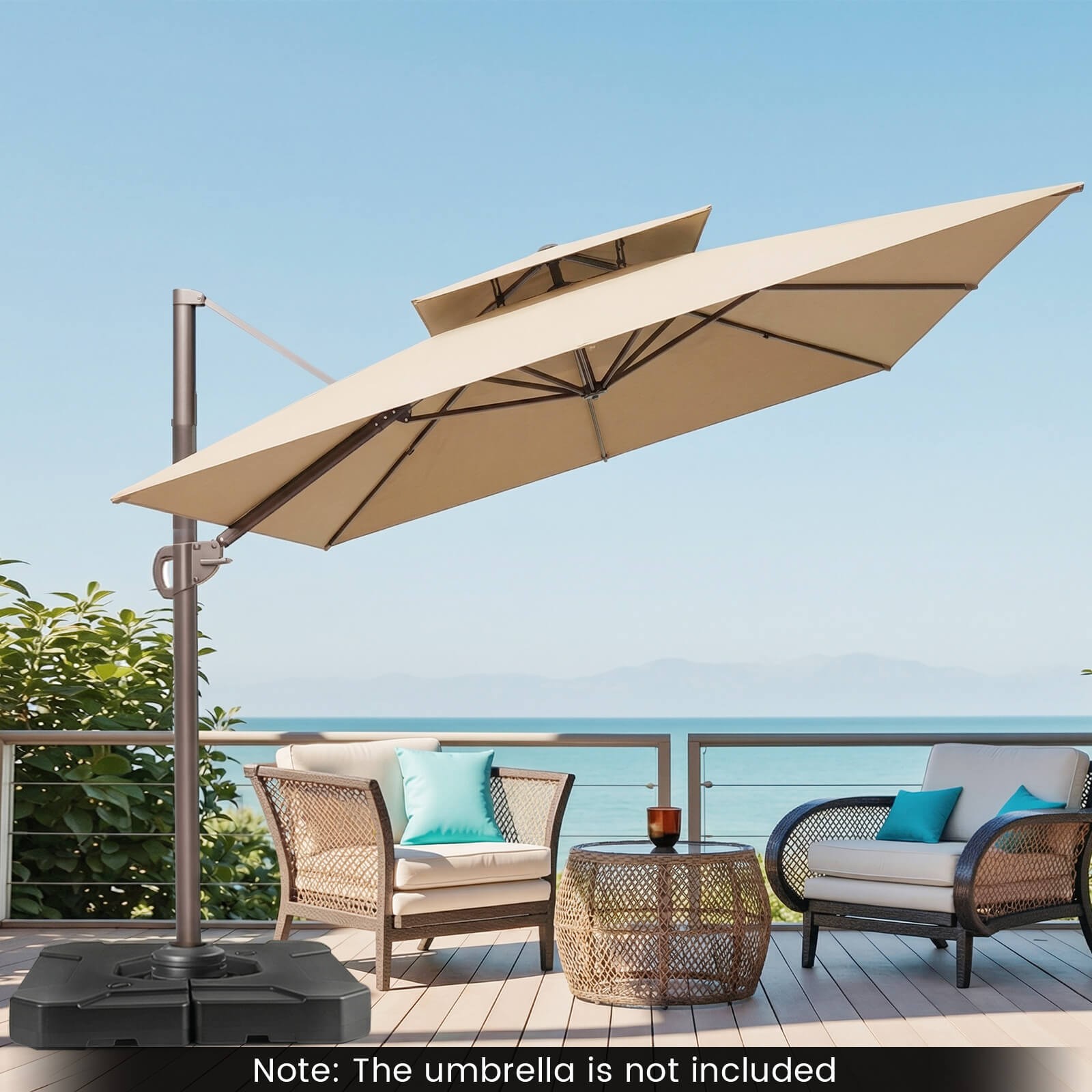 274 LBS Cantilever Patio Umbrella Base w/Handles, Weighted Base for Outdoor