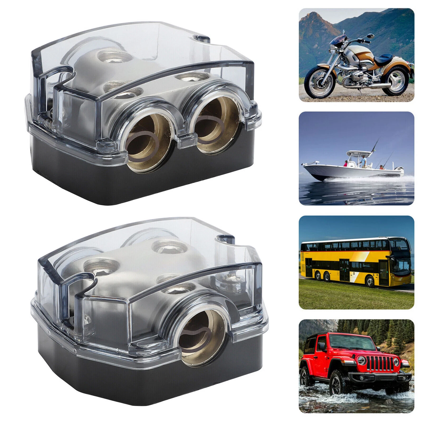 2X 2Way Distribution Block 0 Gauge In Out Car Audio Amp Power Ground Distributor