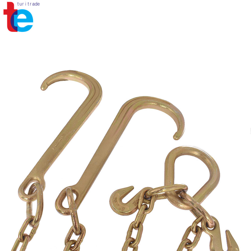 Tow Chain J-Hooks V-Chain Flatbed Truck Rollback Wrecker Carrier 5/16" X 2' G70