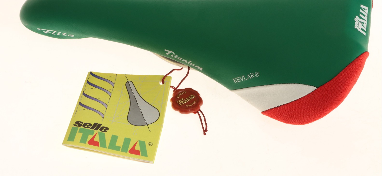 Selle Italia Flite Saddle Titanium Green White Red Made With Kevlar NIB NOS NEW