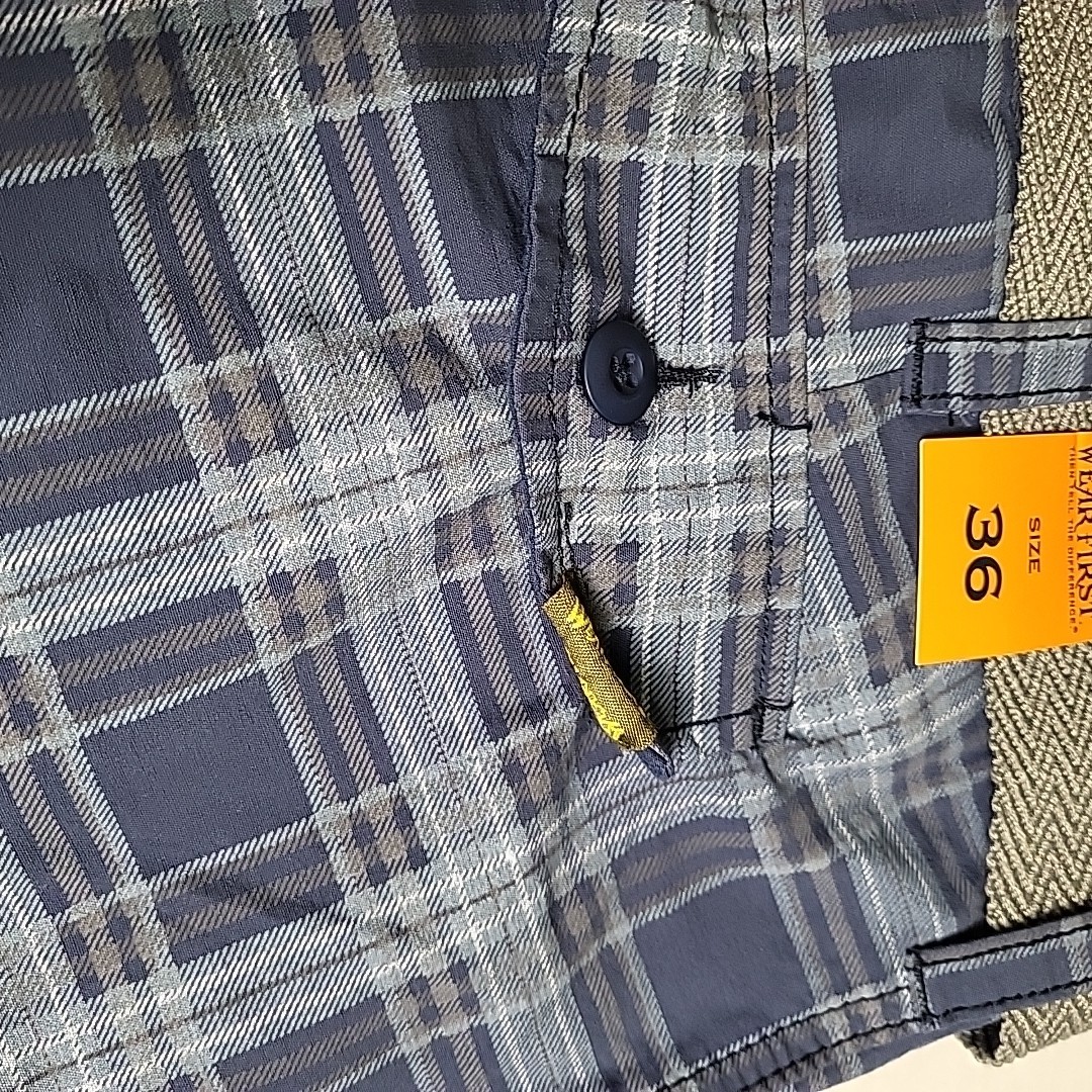 NWT Wear First Mens 36 Y2K/2000s BAGGY PLAID CARGO SKATE SHORTS Blue Belted