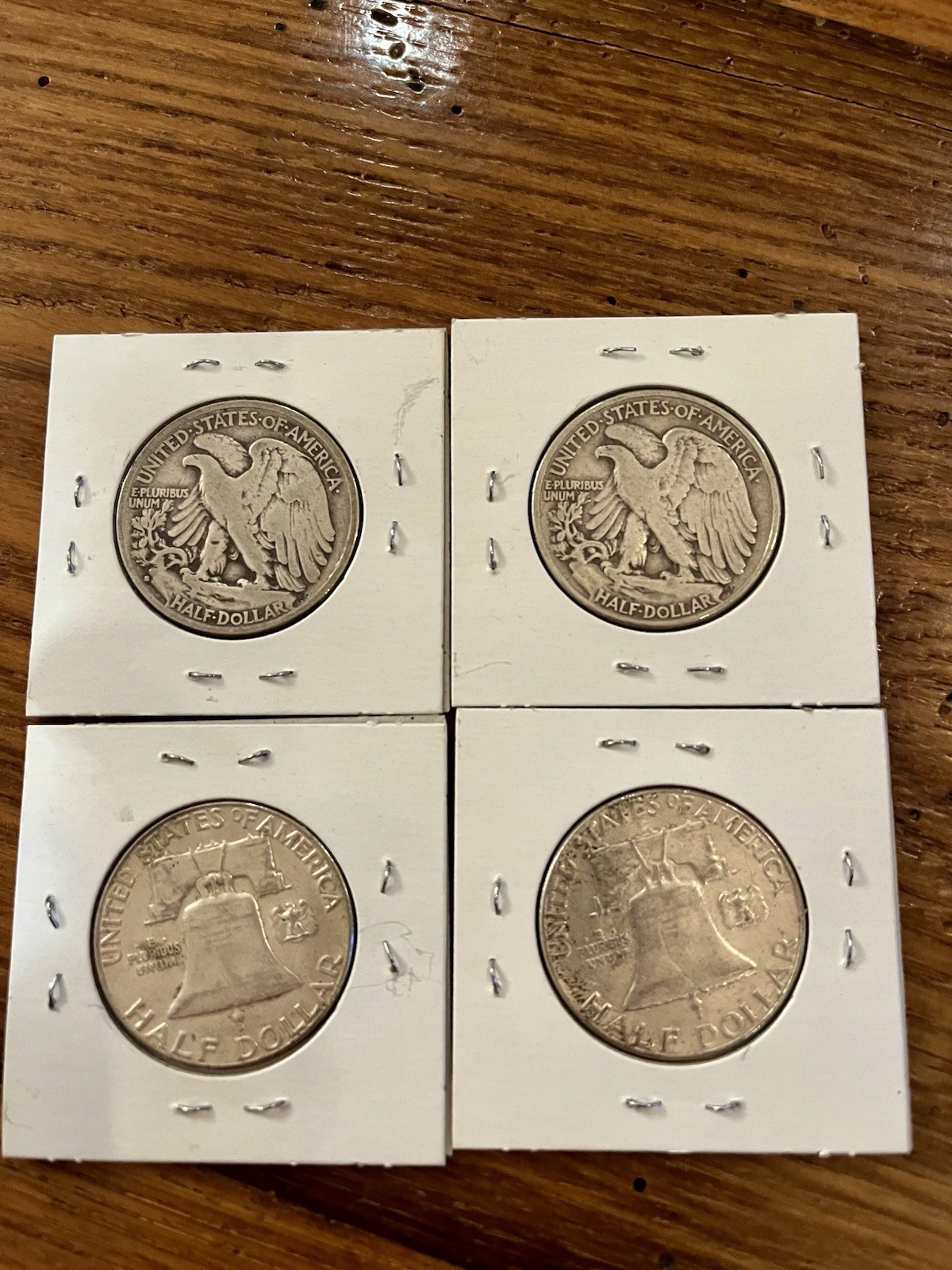 Silver 90% 2 Walking Liberty & 2 Franklin Coins Mixed Dates/ Lot Of 4