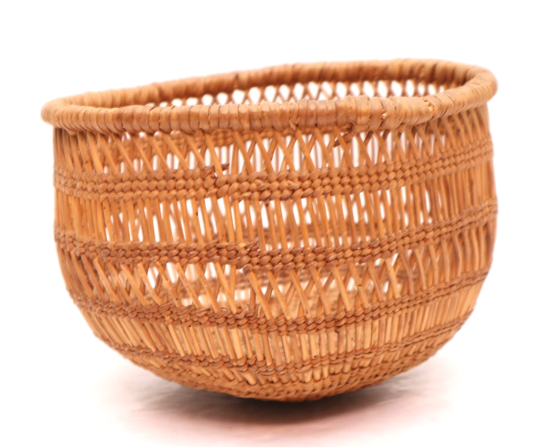 Vintage Hupa Yurok Karuk Northwest Openwork Basket Native American 8" ATQ