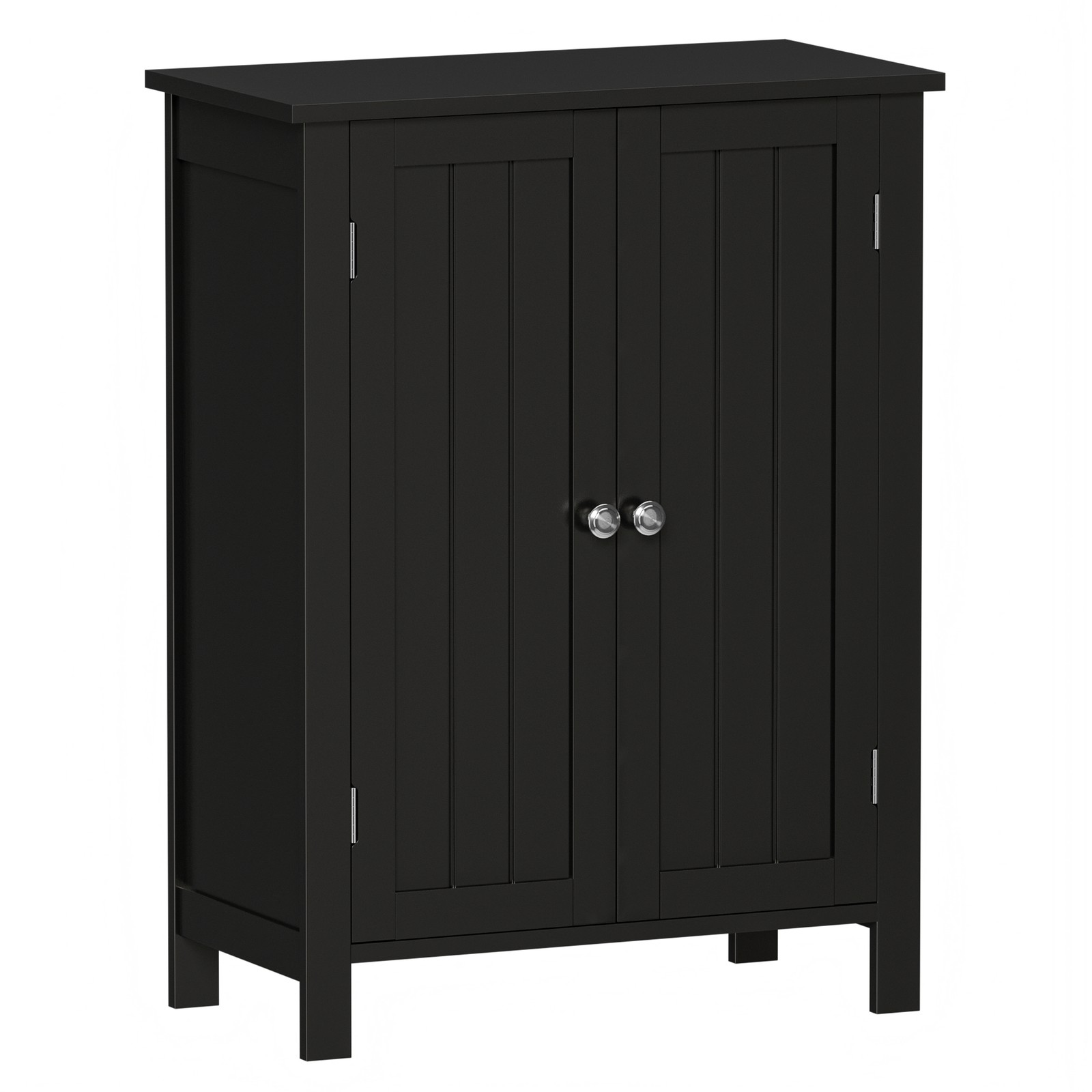 Bathroom Floor Storage Cabinet with Adjustable Shelf Double Door Organizer Black