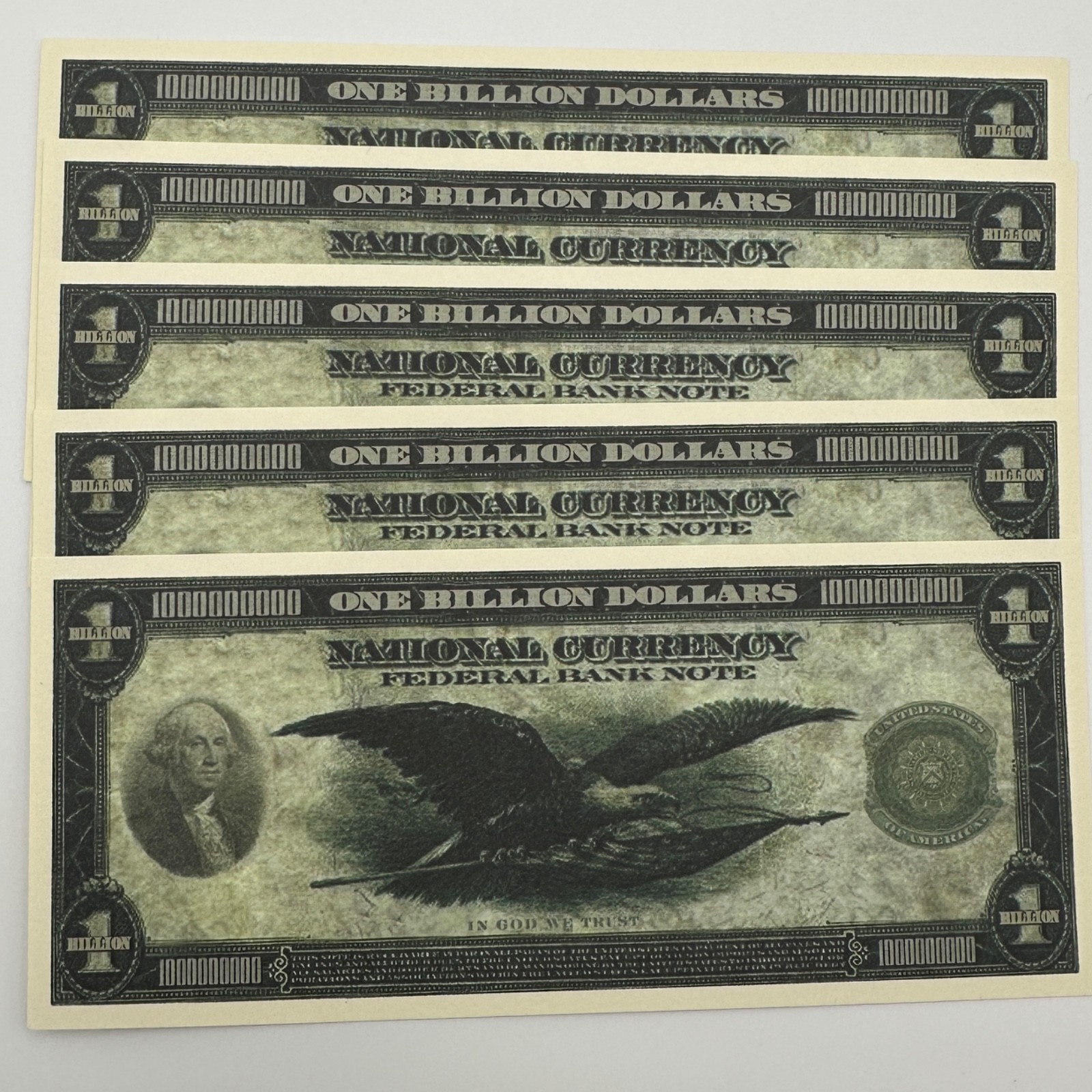 5 Pack - Funny Eagle Billion Dollar Bills Novelty Money Note