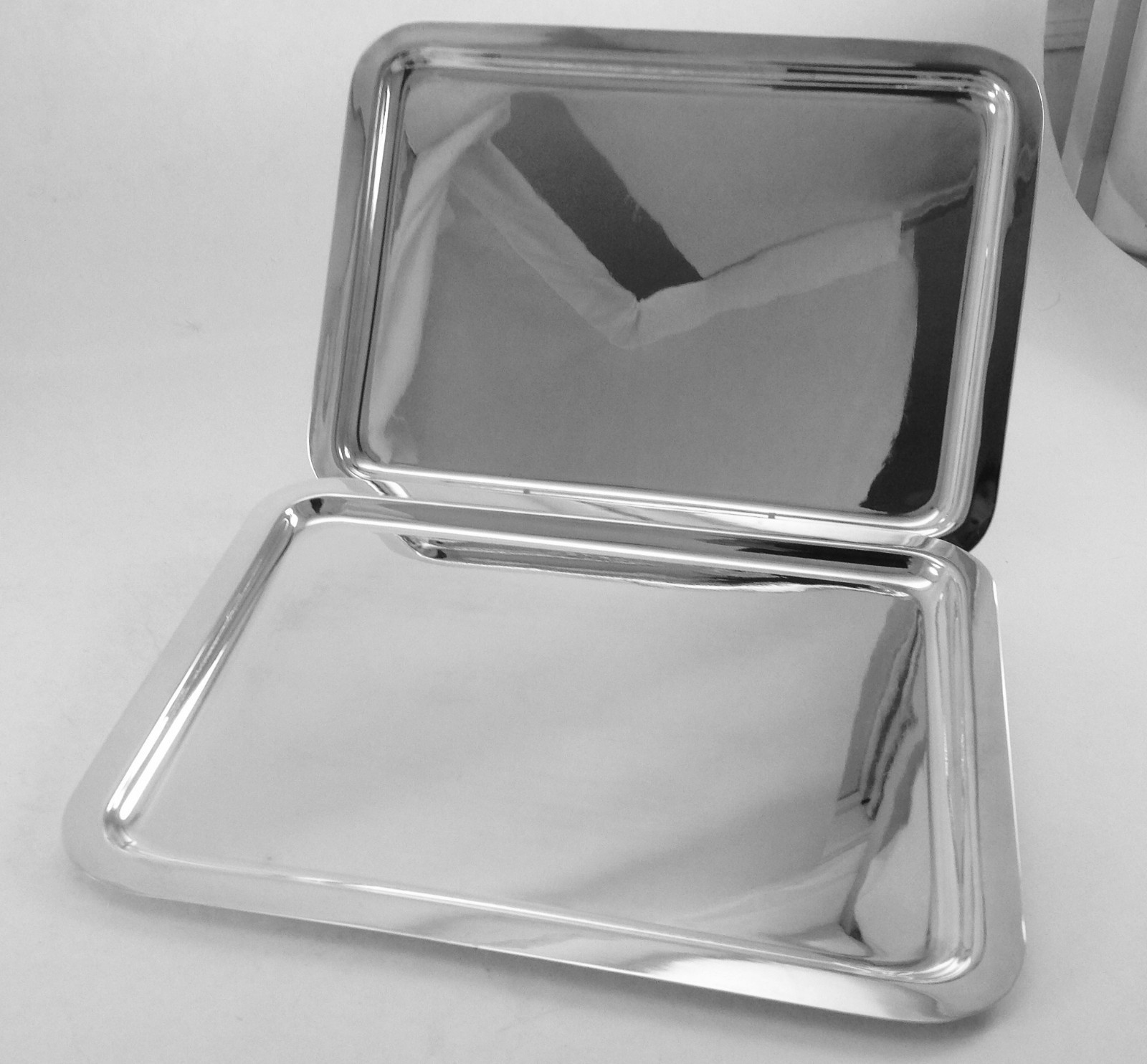 Silver Oblong Coffee Tray , Raw Edge/Plain. 11 in.