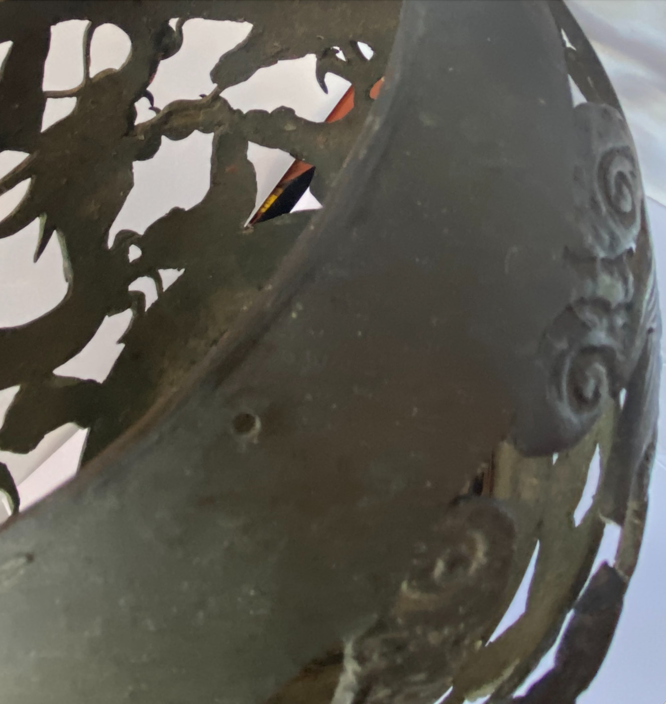 Antique Chinese Qing Dynasty Openwork Bronze with Dragon & Clouds 9” 4lbs c.1900