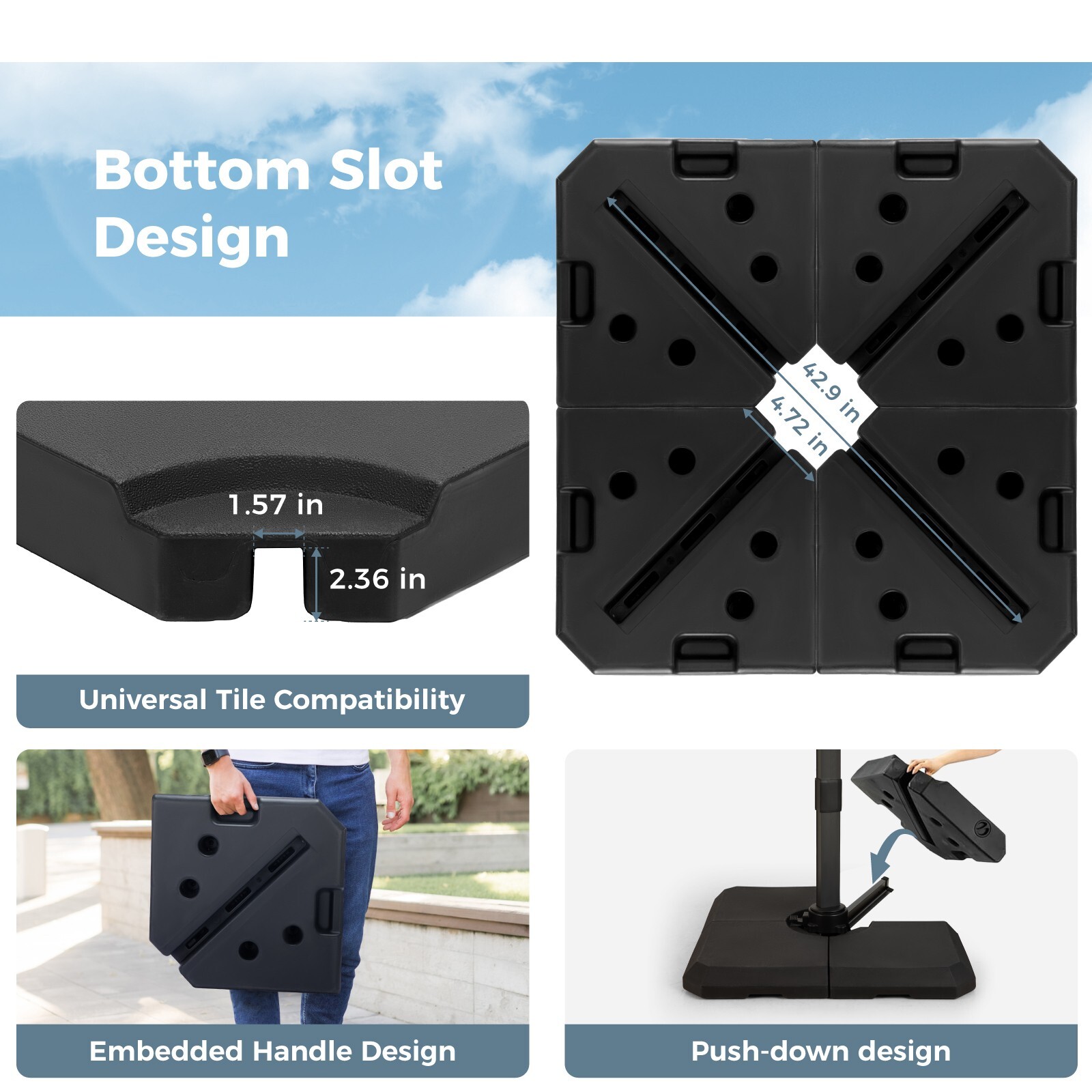 317 lbs Cantilever Offset Patio Umbrella Base Weight, Heavy Duty Square Outdoor