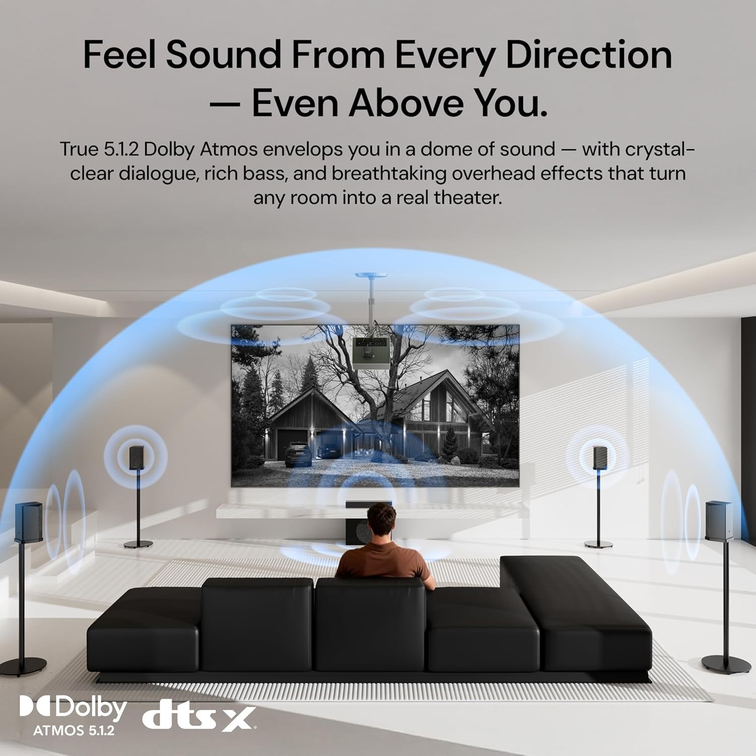 ThunderBeat Wireless Center Channel Speaker, 120W Power, 30ms Low Latency