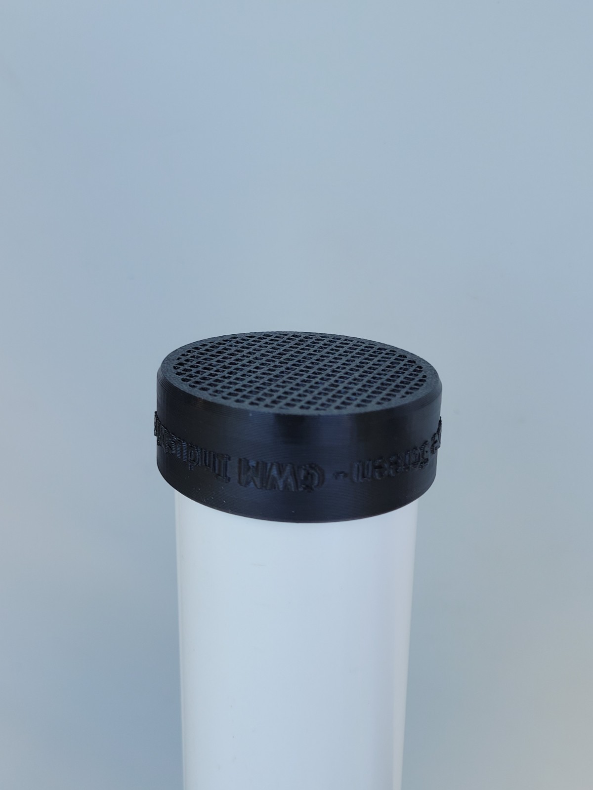 Black PVC Pipe End Cap with Integral Screens for Socket Fit on End of Pipe