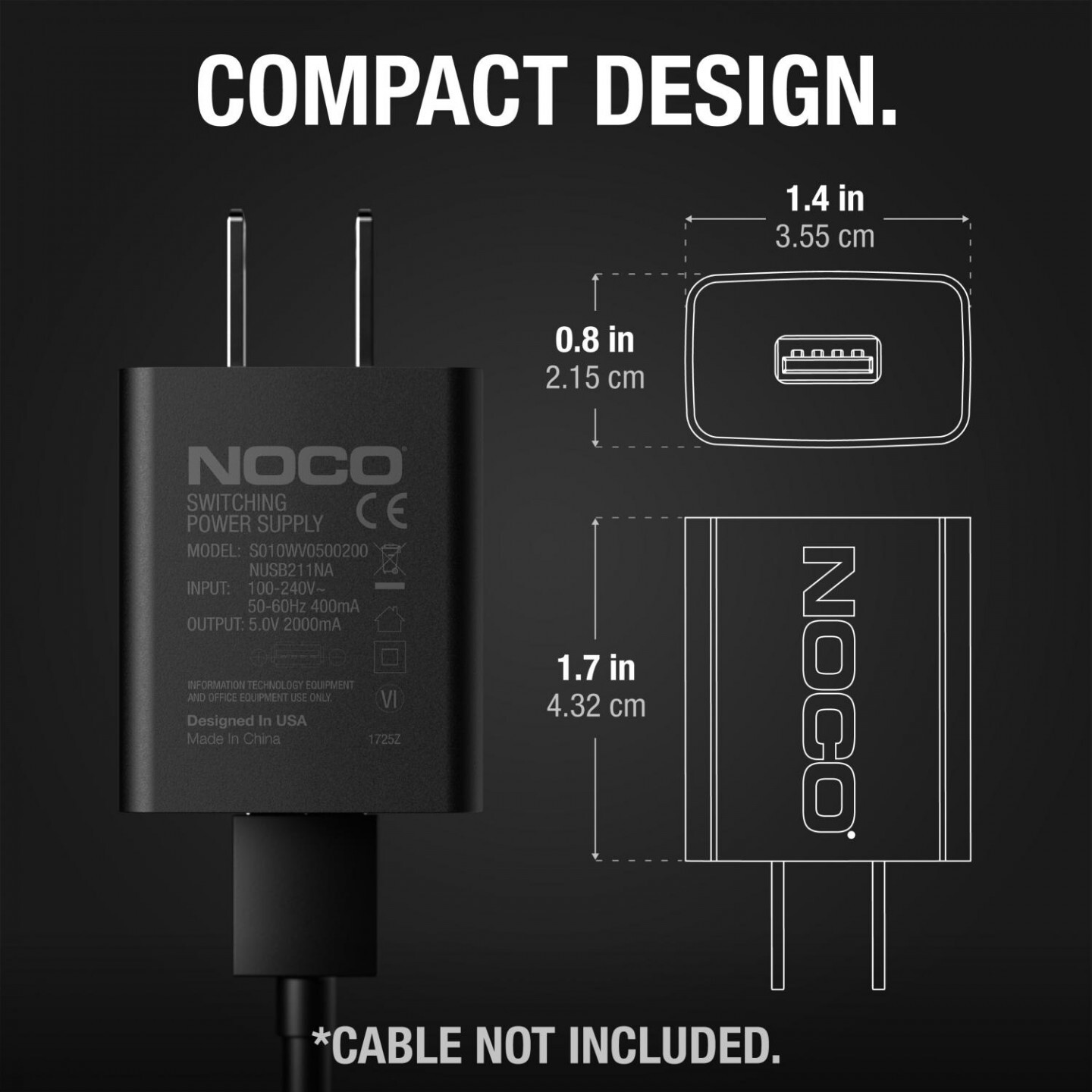 NOCO 10W USB Speed Charger, NUSB211NA