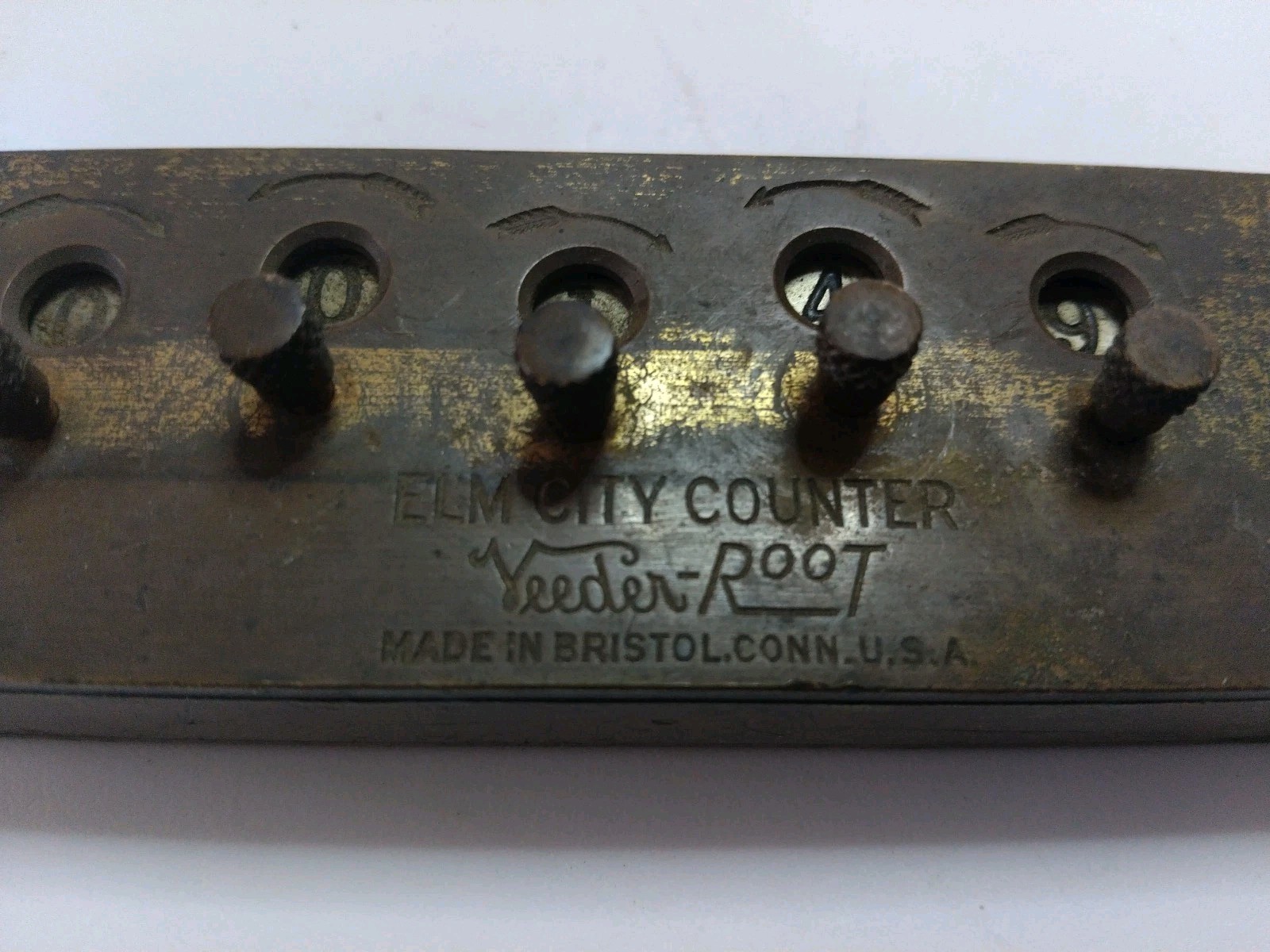 Vintage Brass Elm City Counter Veeder-Root Bristol, Conn. 5 digit - Works