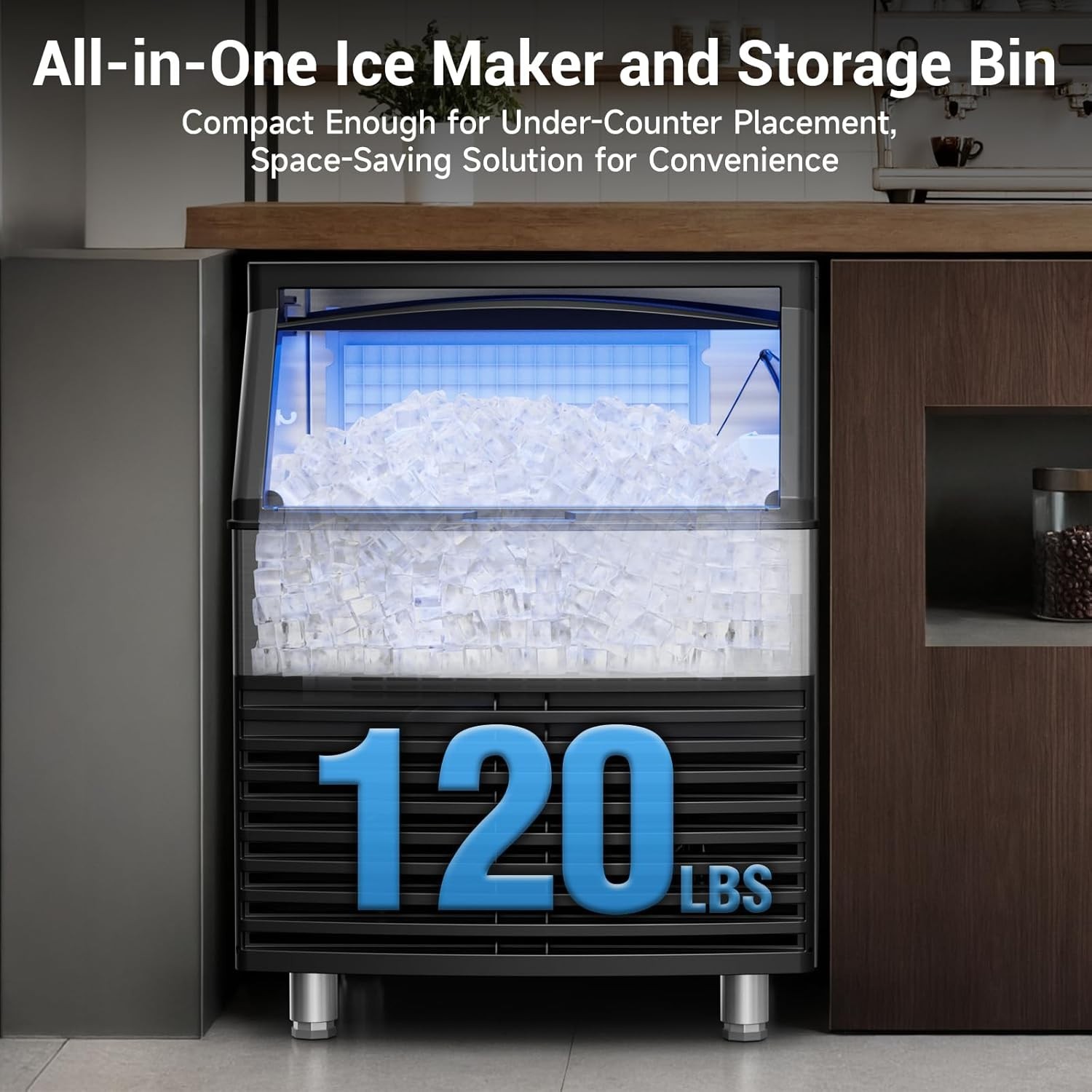450LBS/24H Commercial Ice Maker Machine Stainless Steel Under Counter for Home