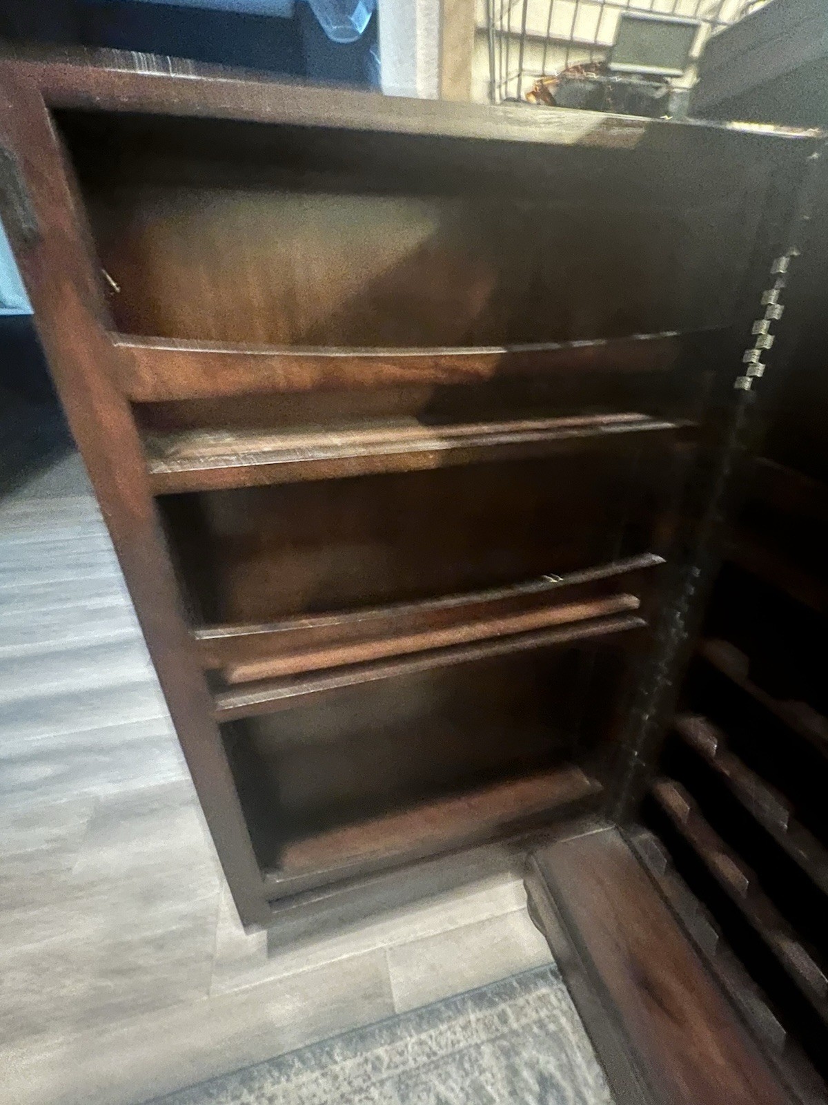 Stylish Wooden Bar Cabinet , Holds Lots Of Bottles, Glasses And Accessories.