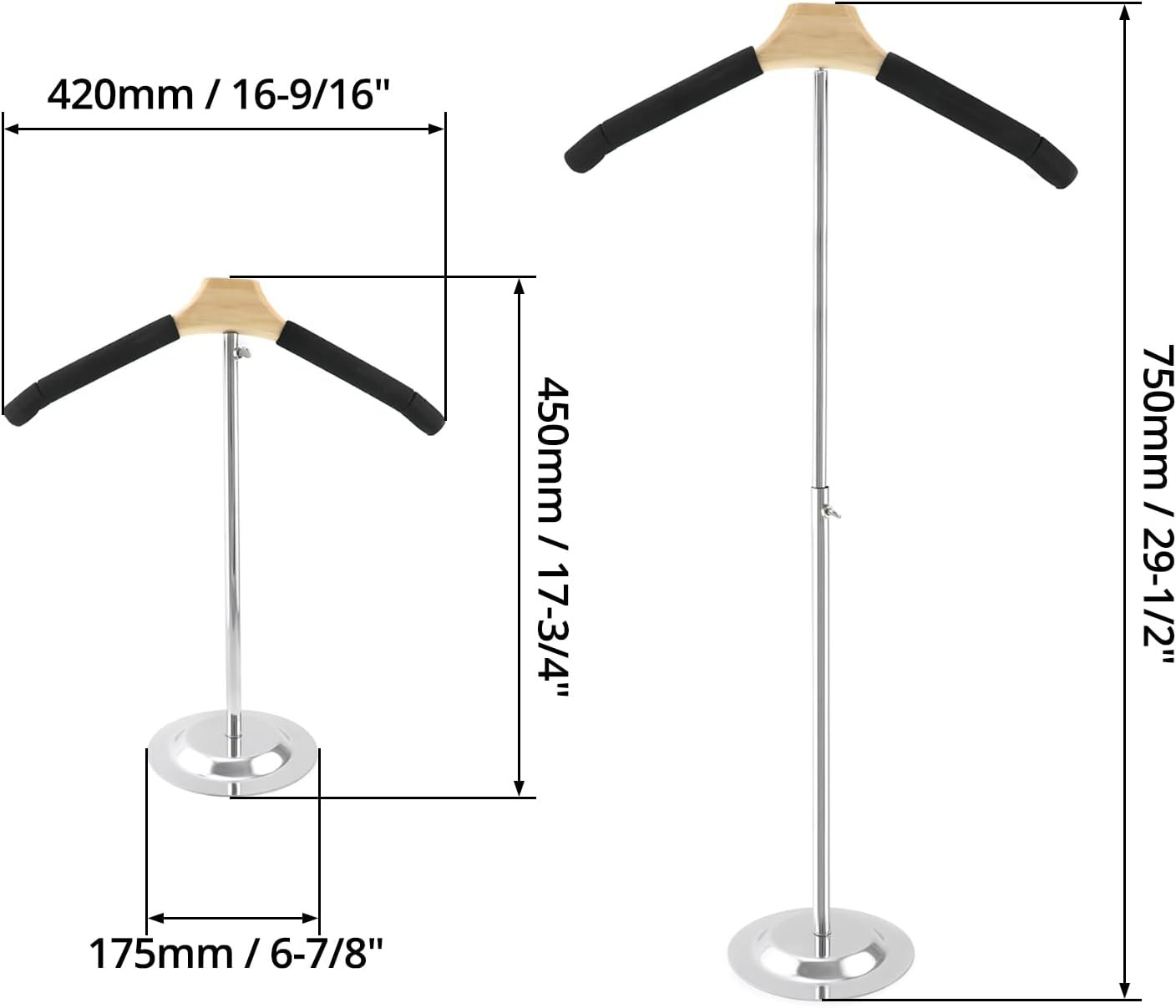 Adjustable Metal T-Shirt Display Stand, 2 Pack Foam & Wire Clothes Hanger Rack -