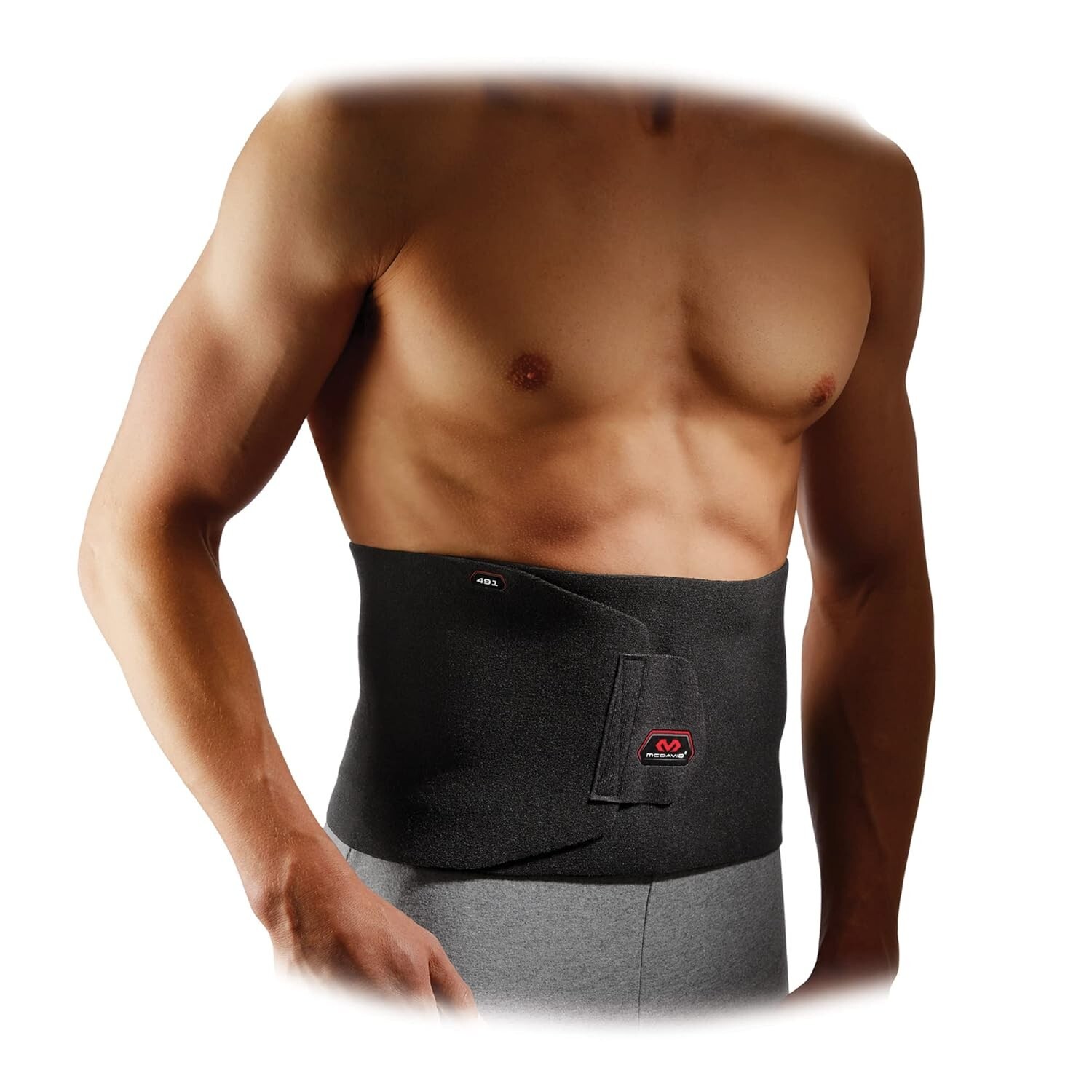 McDavid Waist Trimmer Belt for Men, Sweat Band & Back Support for Workouts Black