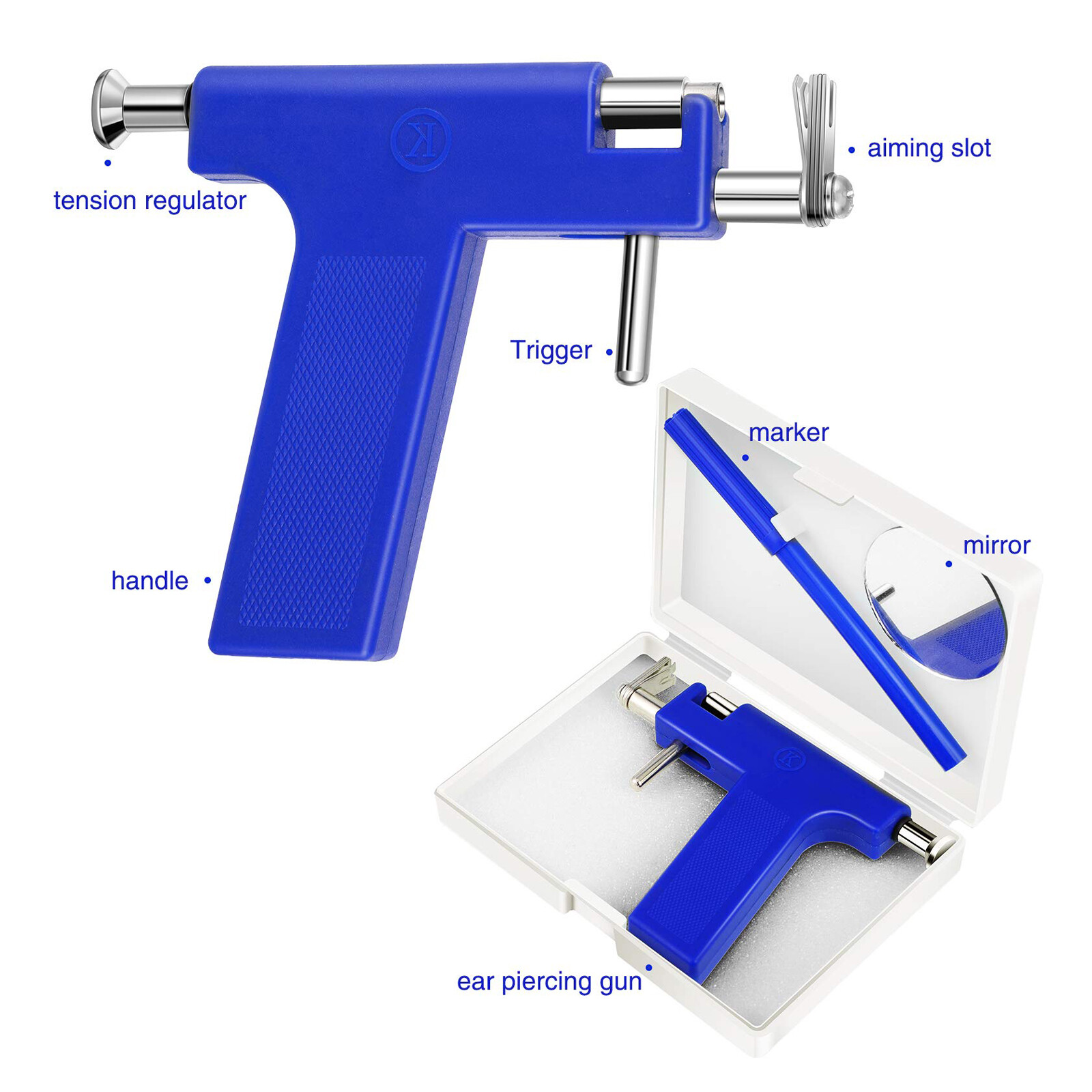 208PCS Professional Ear PIERCING GUN Body Nose Navel Tool Kit Set Jewelry USA