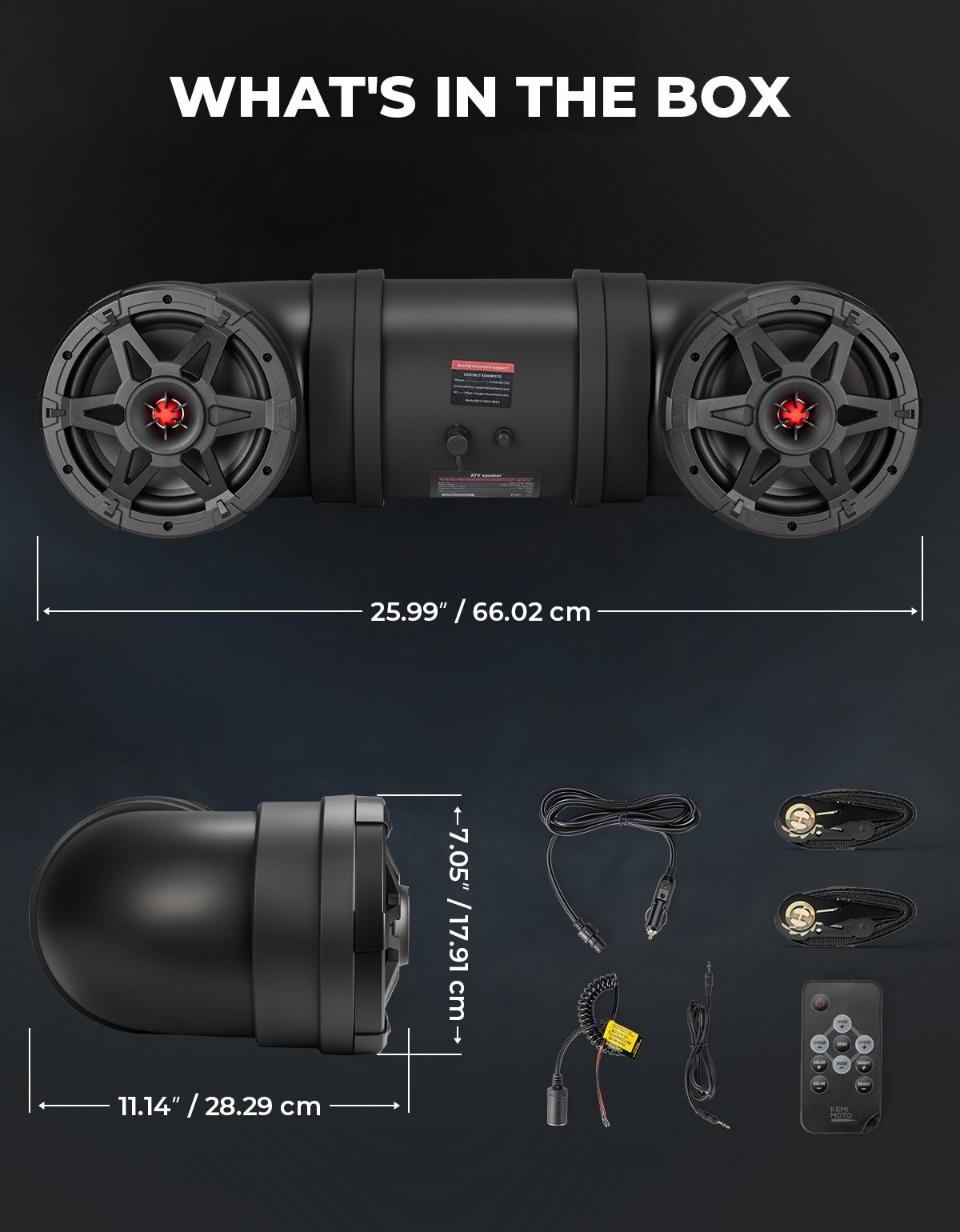 6.5 Inch ATV Speaker Bluetooth Audio Systems w/ 20 RGB Light Modes for Outlander